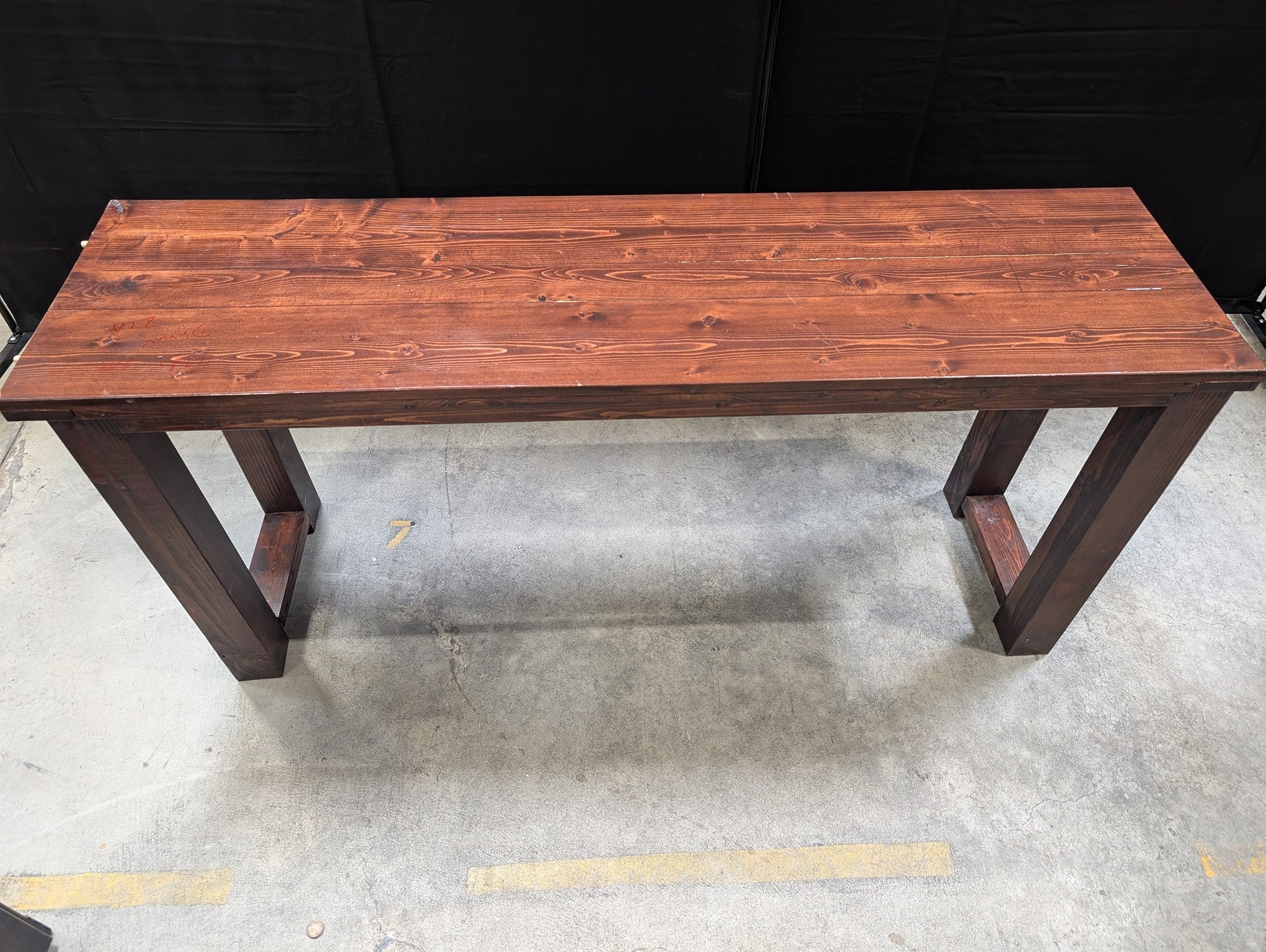 Rustic Stained Hardwood Console Table 66"