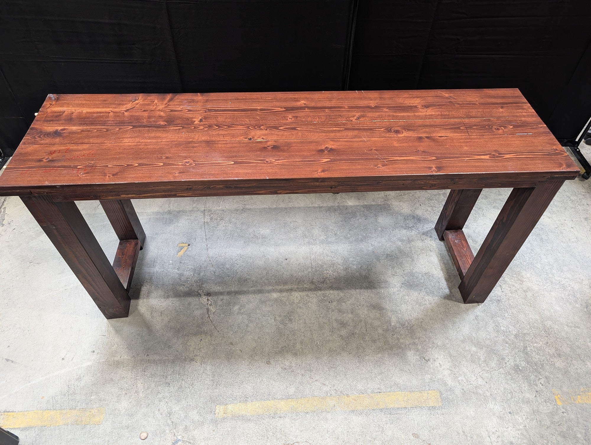 Rustic Stained Hardwood Console Table 66"
