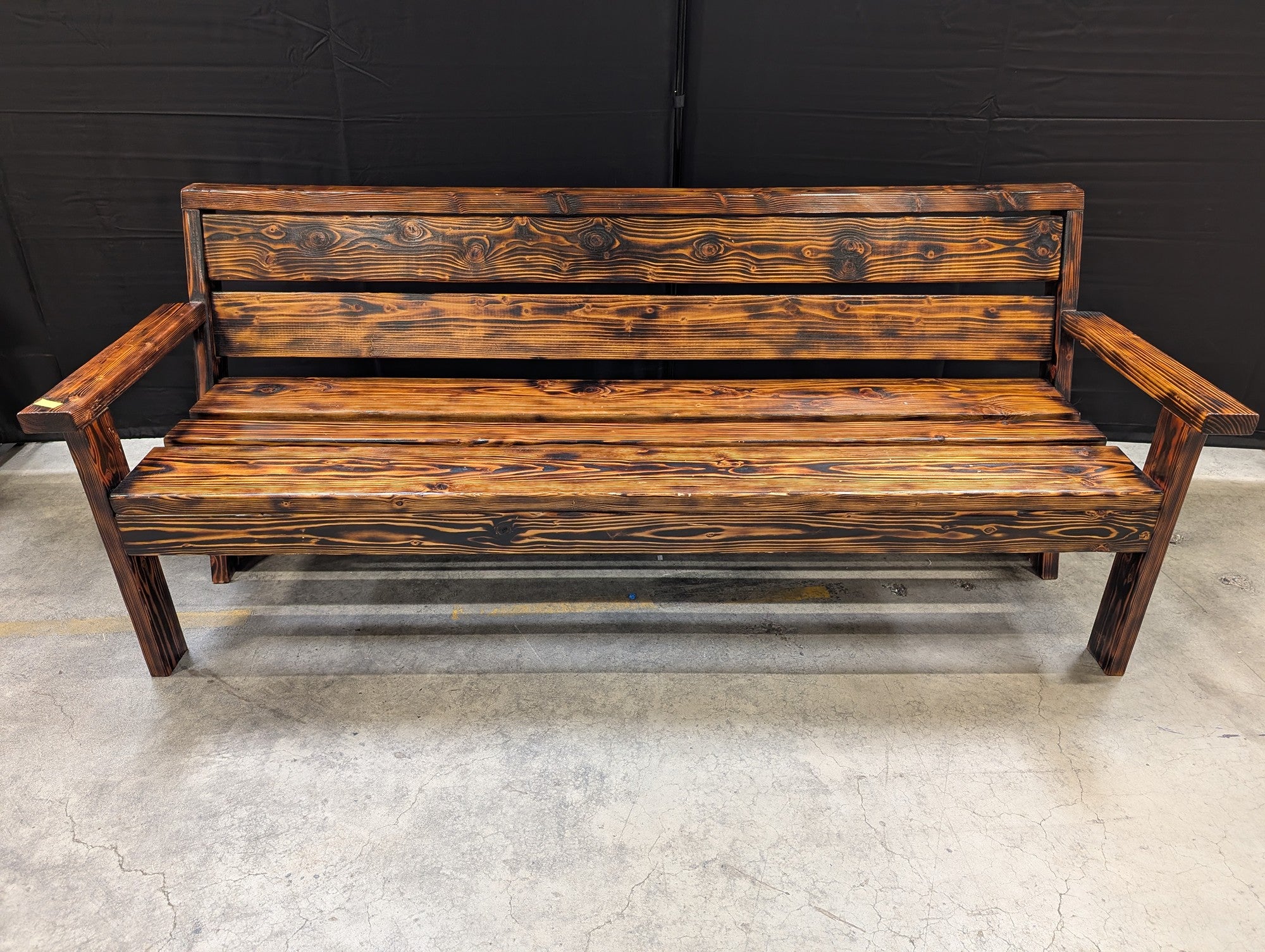 Sturdy Hardwood Outdoor Slatted Bench with Armrests