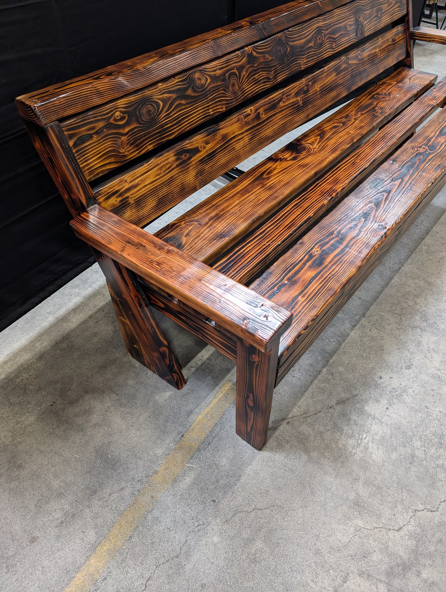 Sturdy Hardwood Outdoor Slatted Bench with Armrests