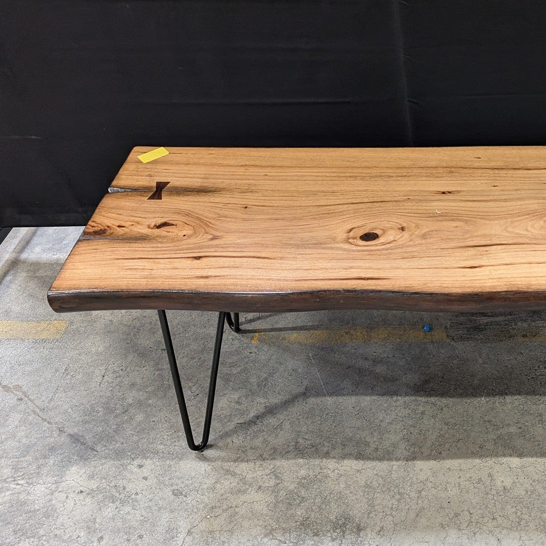 Live Edge Wood Slab Bench with Hairpin Legs