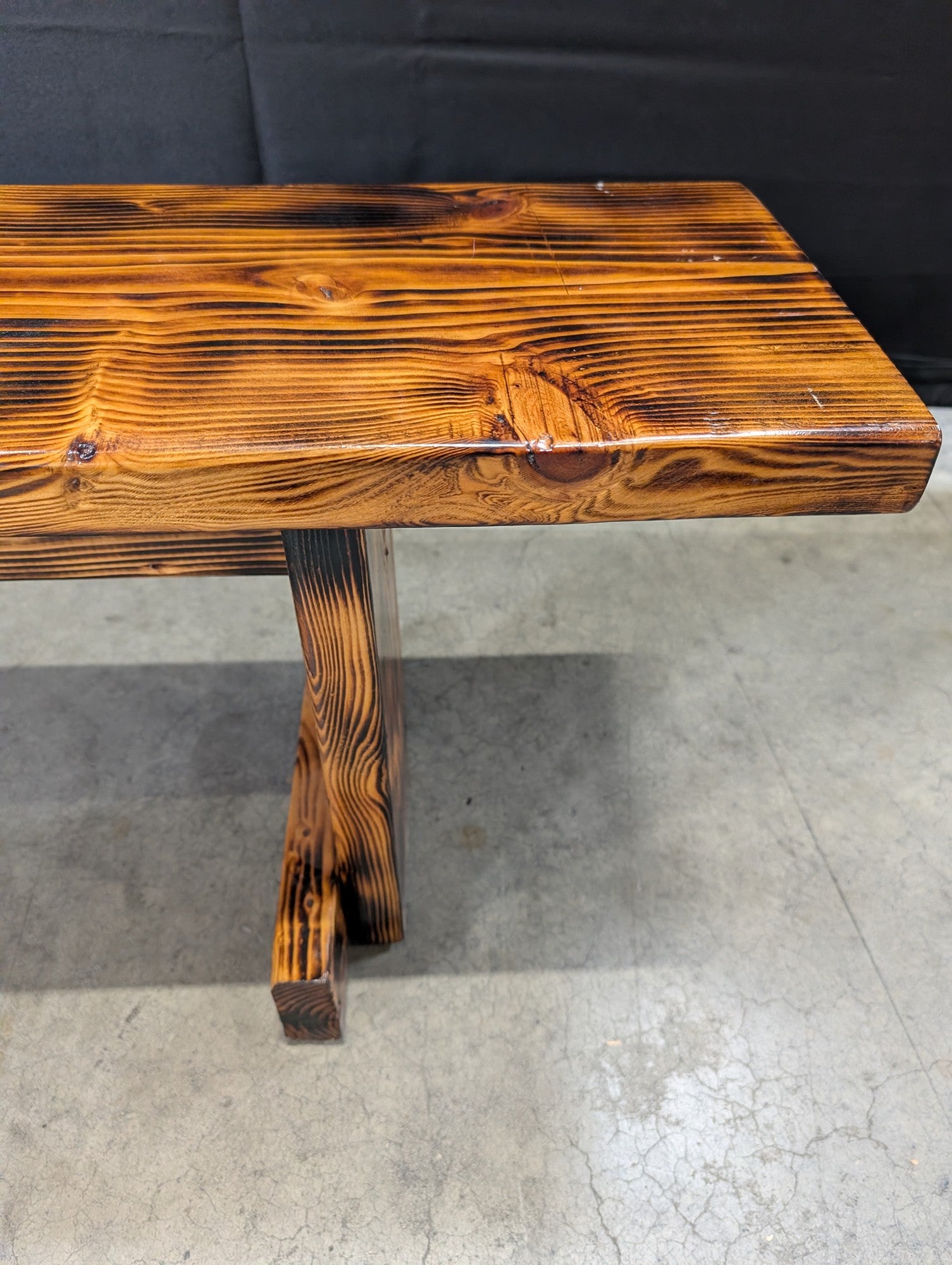 Rustic Charred Wood Outdoor Bench