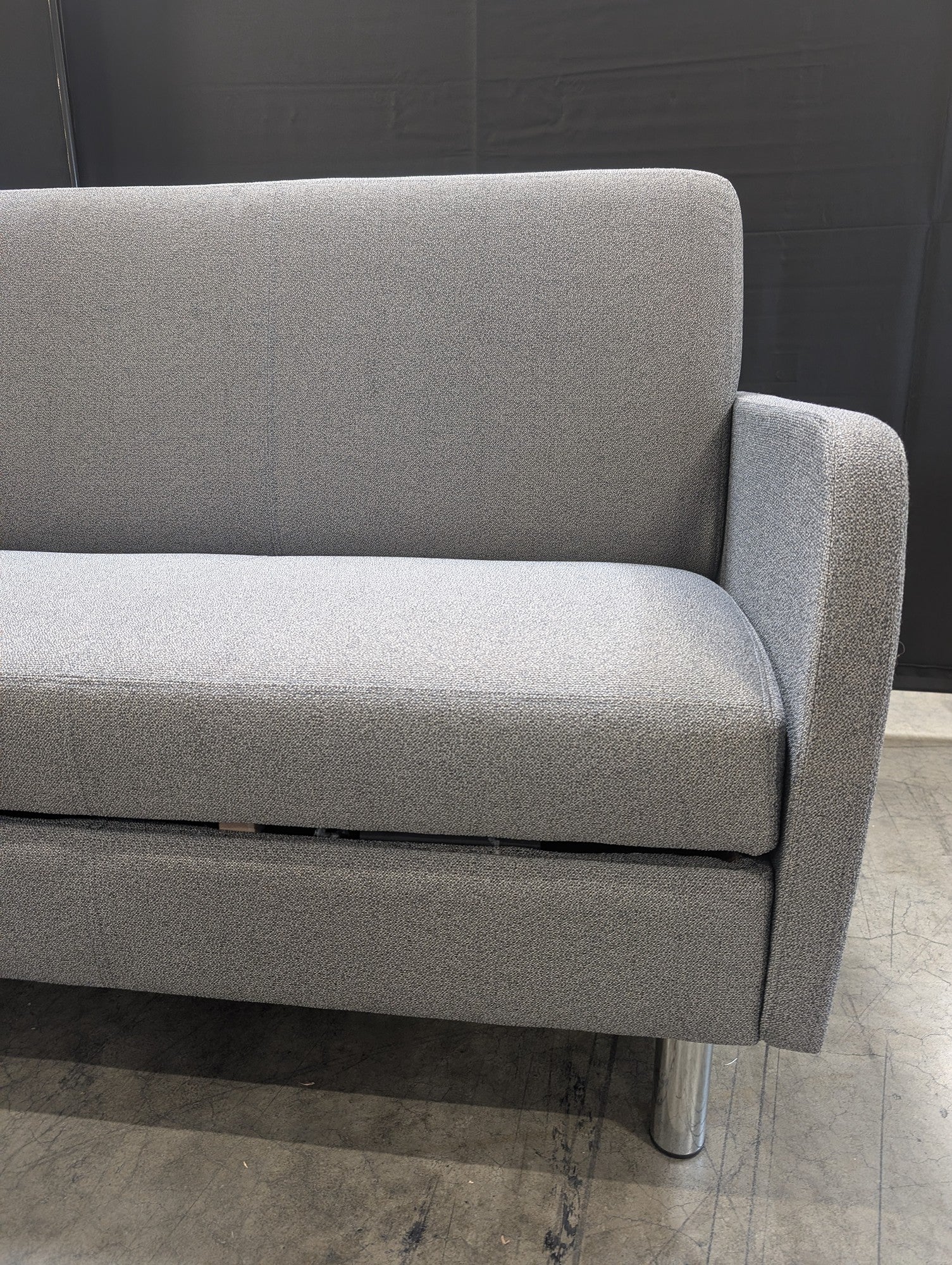 Contemporary Gray Fabric Sofa with Metal Legs