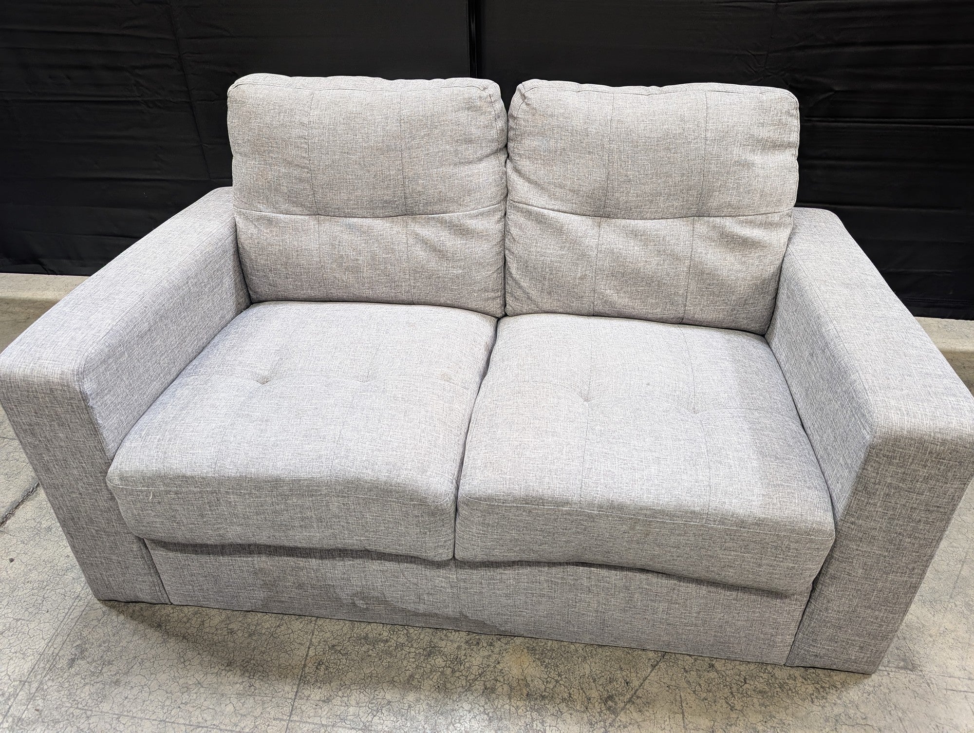 Contemporary Heather Grey Upholstered Two-Seater Sofa