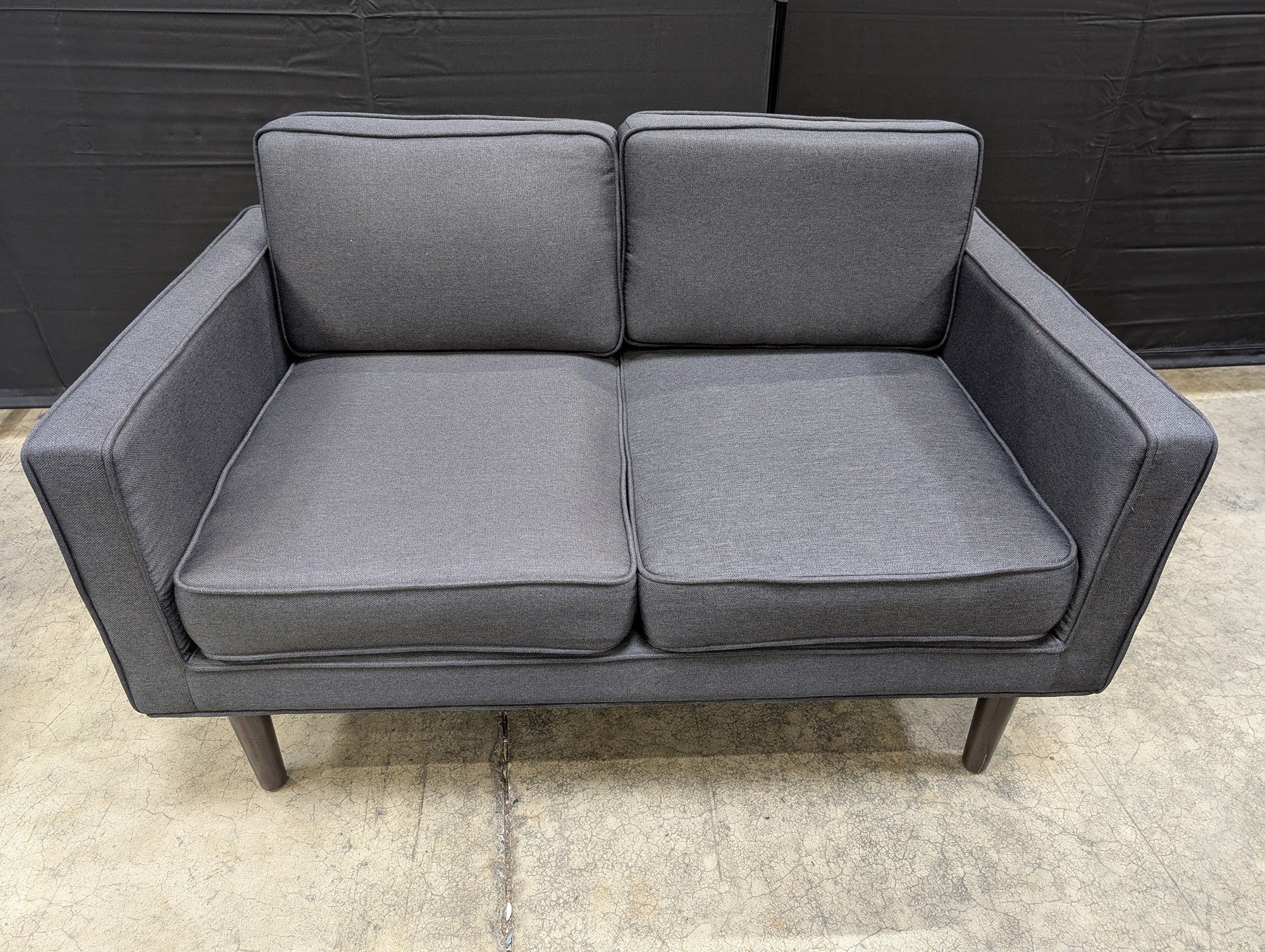 Contemporary Charcoal Fabric Two-Seater Sofa