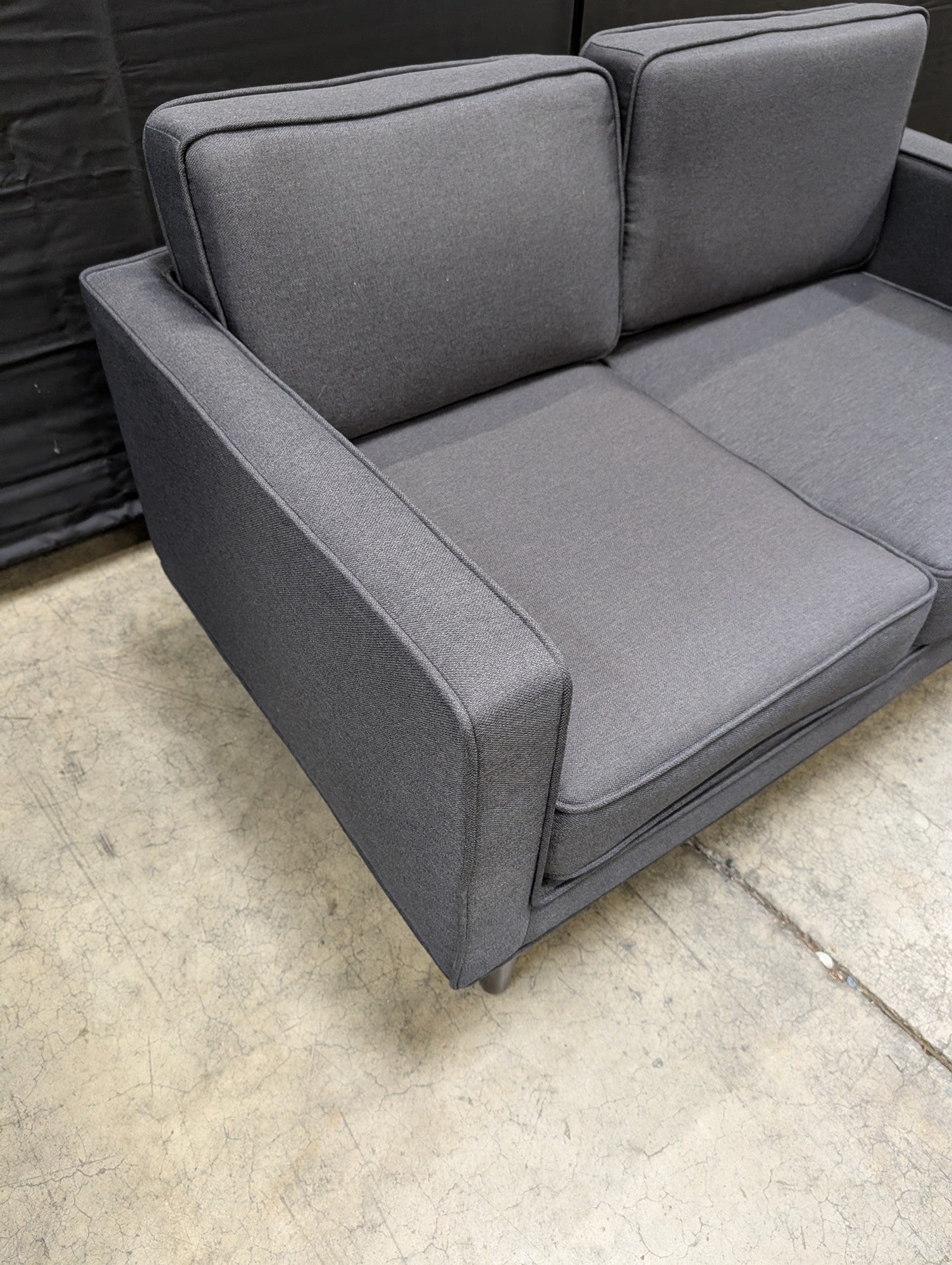 Contemporary Charcoal Fabric Two-Seater Sofa