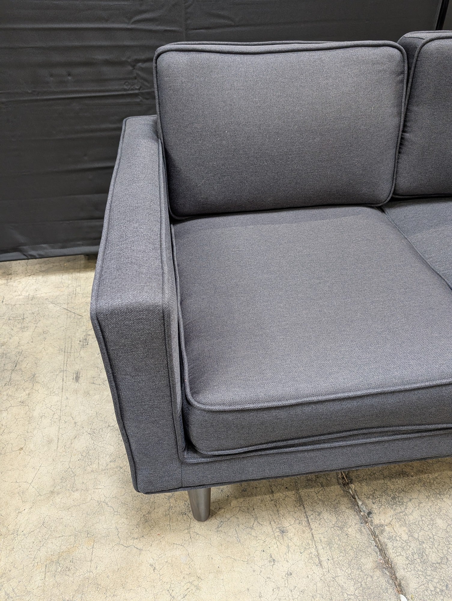 Contemporary Charcoal Fabric Two-Seater Sofa