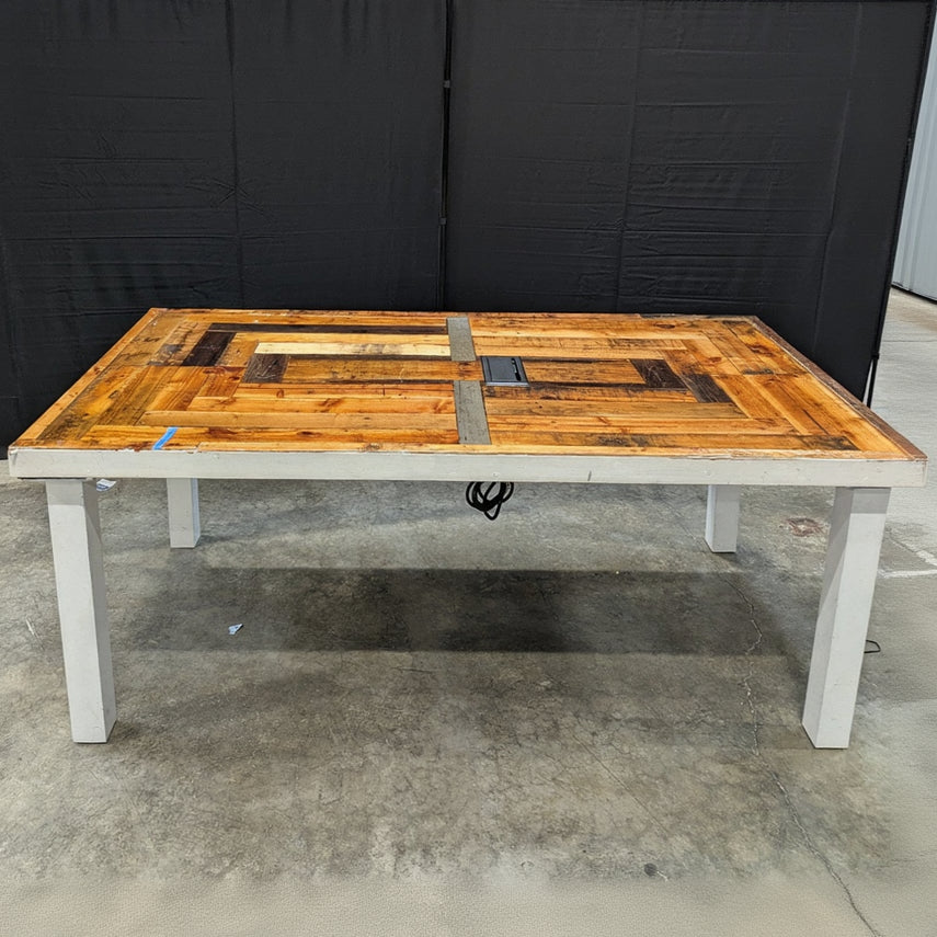 Rustic Reclaimed Wood Resin Top Conference Table with Extron Power Module