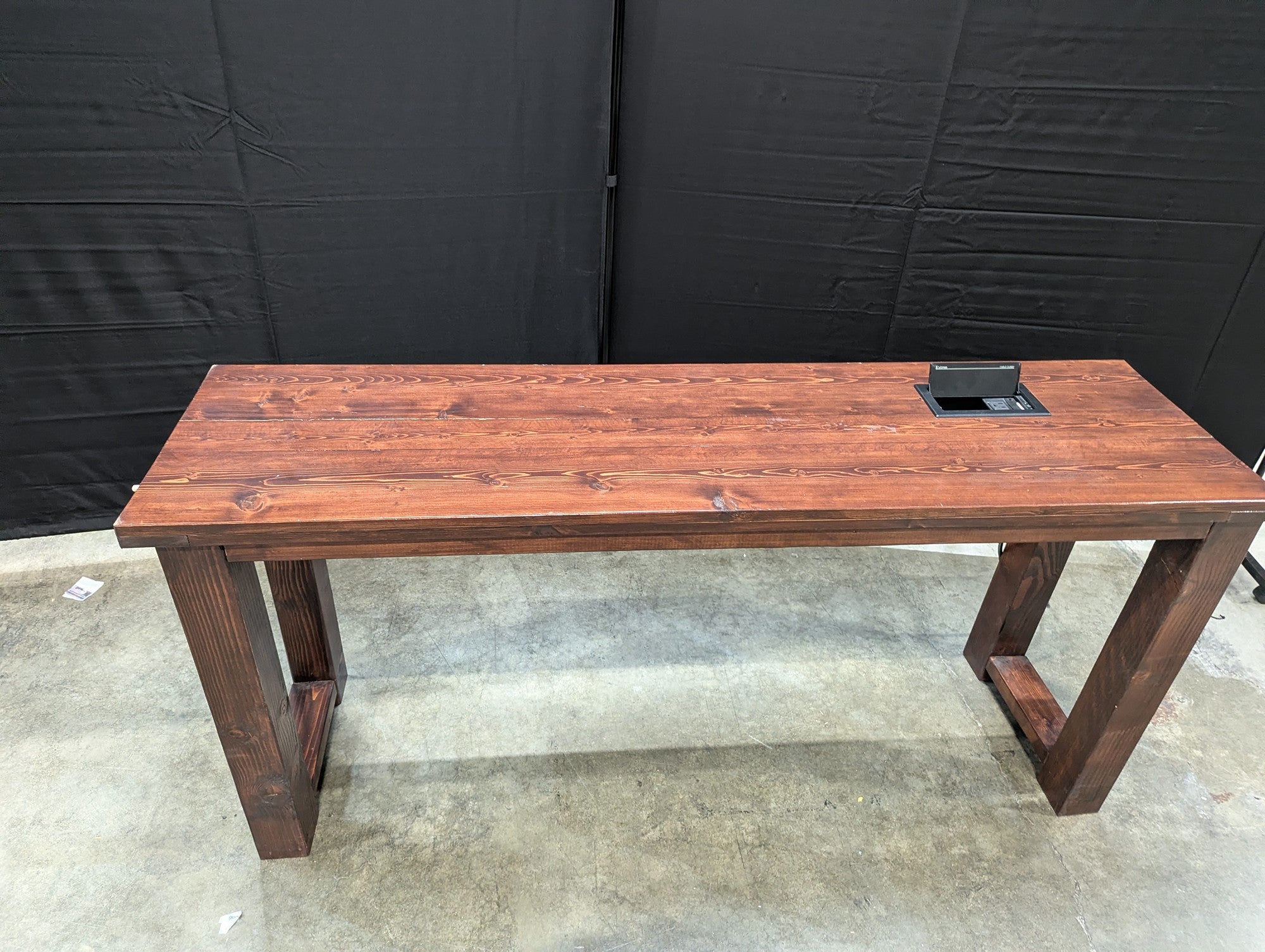 Substantial Stained Wood Desk with Integrated Extron Cable Cubby Power Module