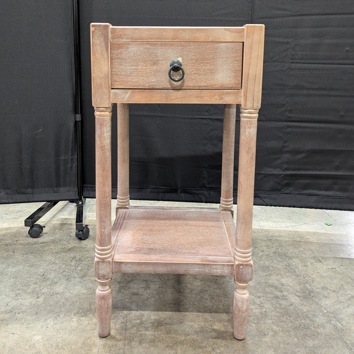 Rustic Farmhouse Wood Nightstand with Drawer and Shelf