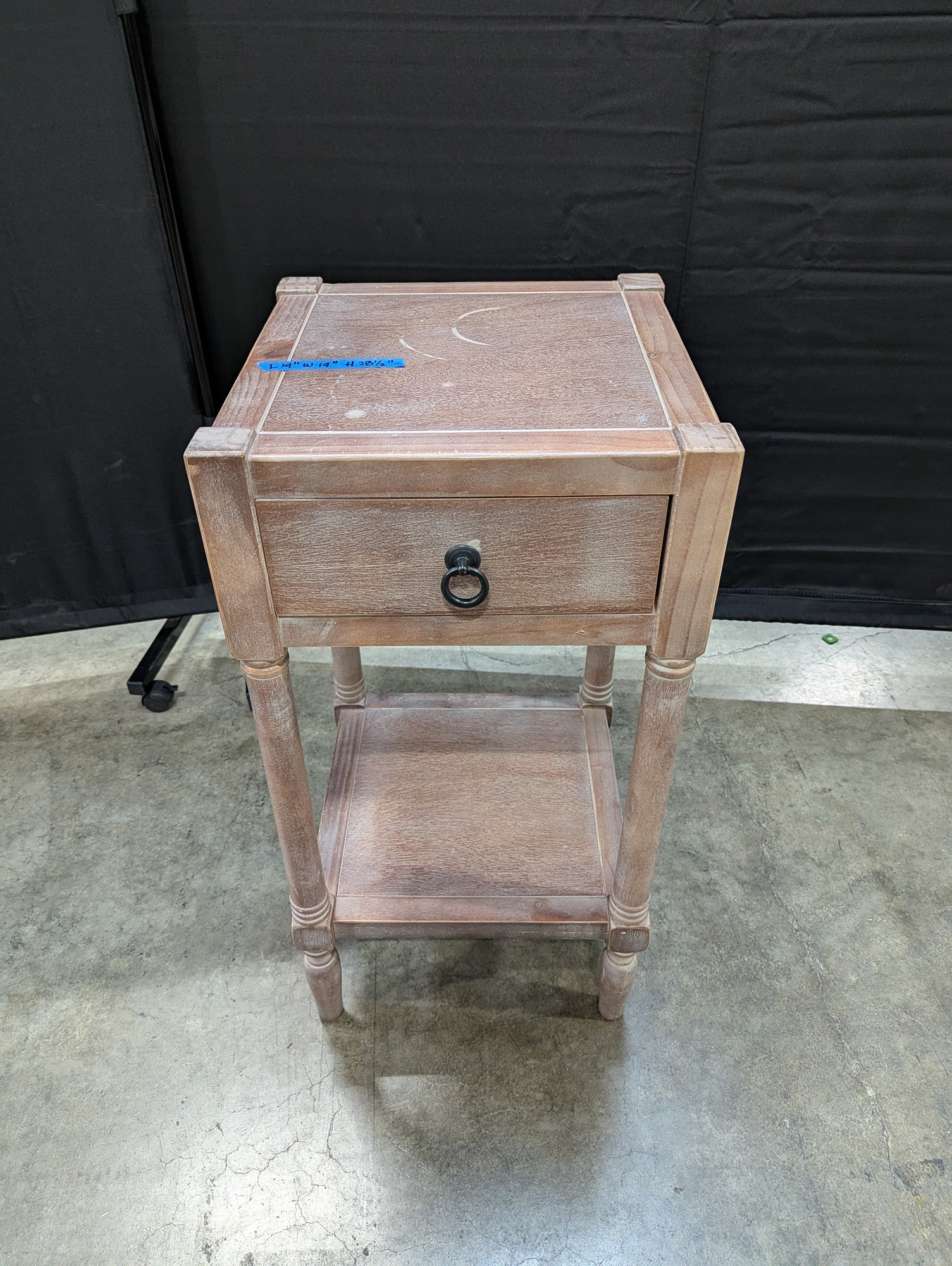 Rustic Farmhouse Wood Nightstand with Drawer and Shelf