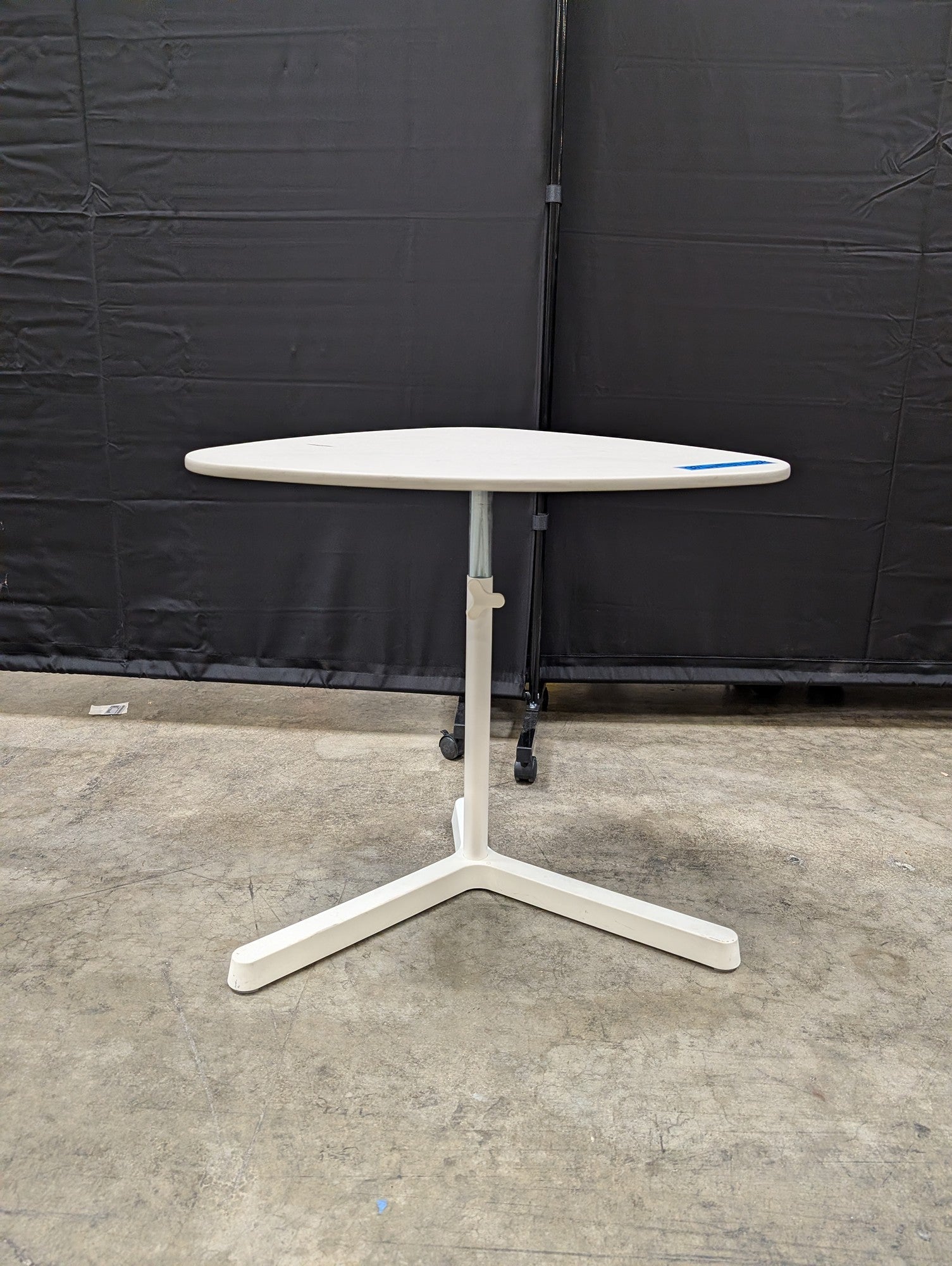 Modern White Oval Top Standing Table with Adjustable Height