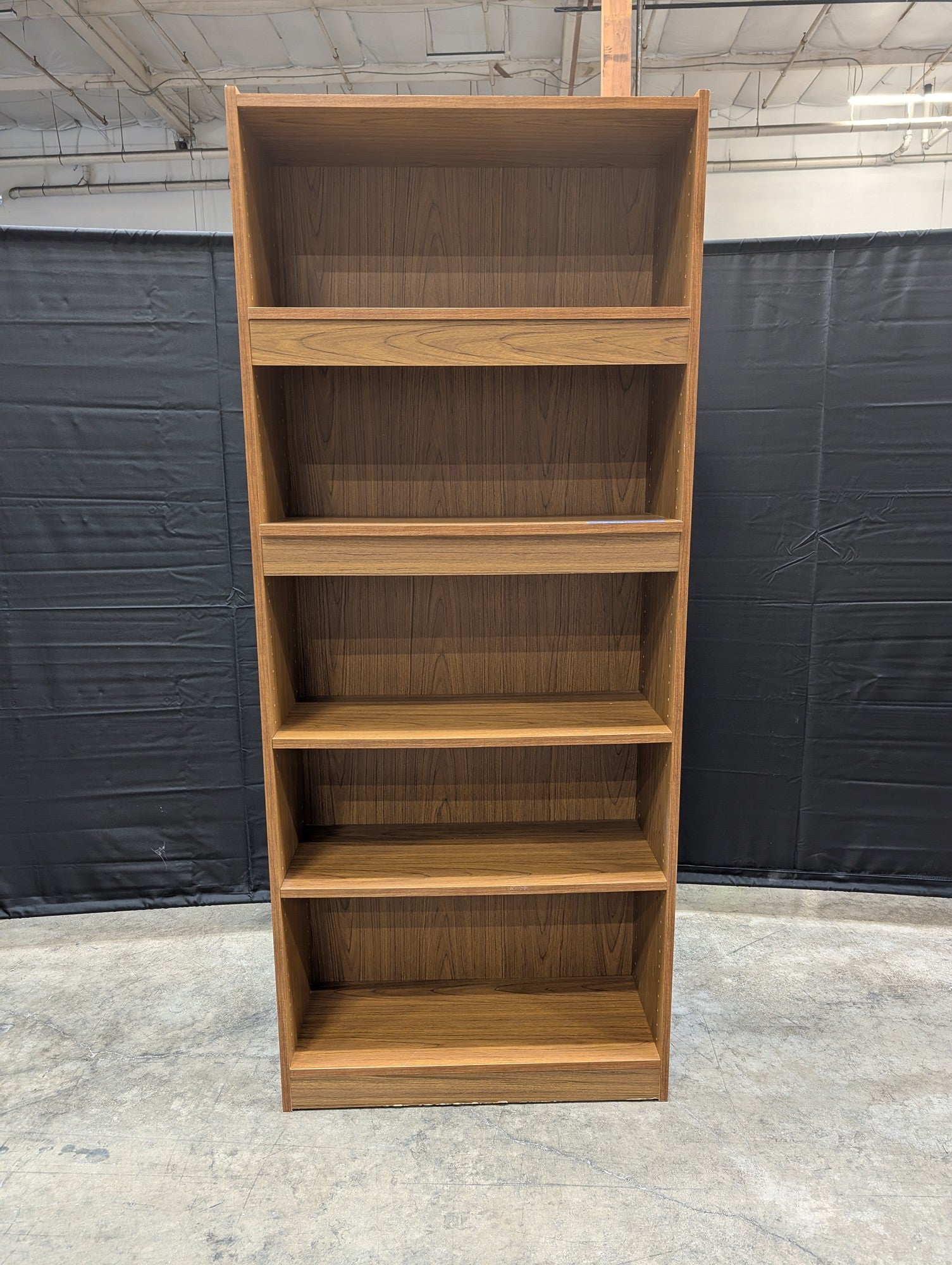 Tall Brown Wood Grain Six-Shelf Bookcase Storage Unit