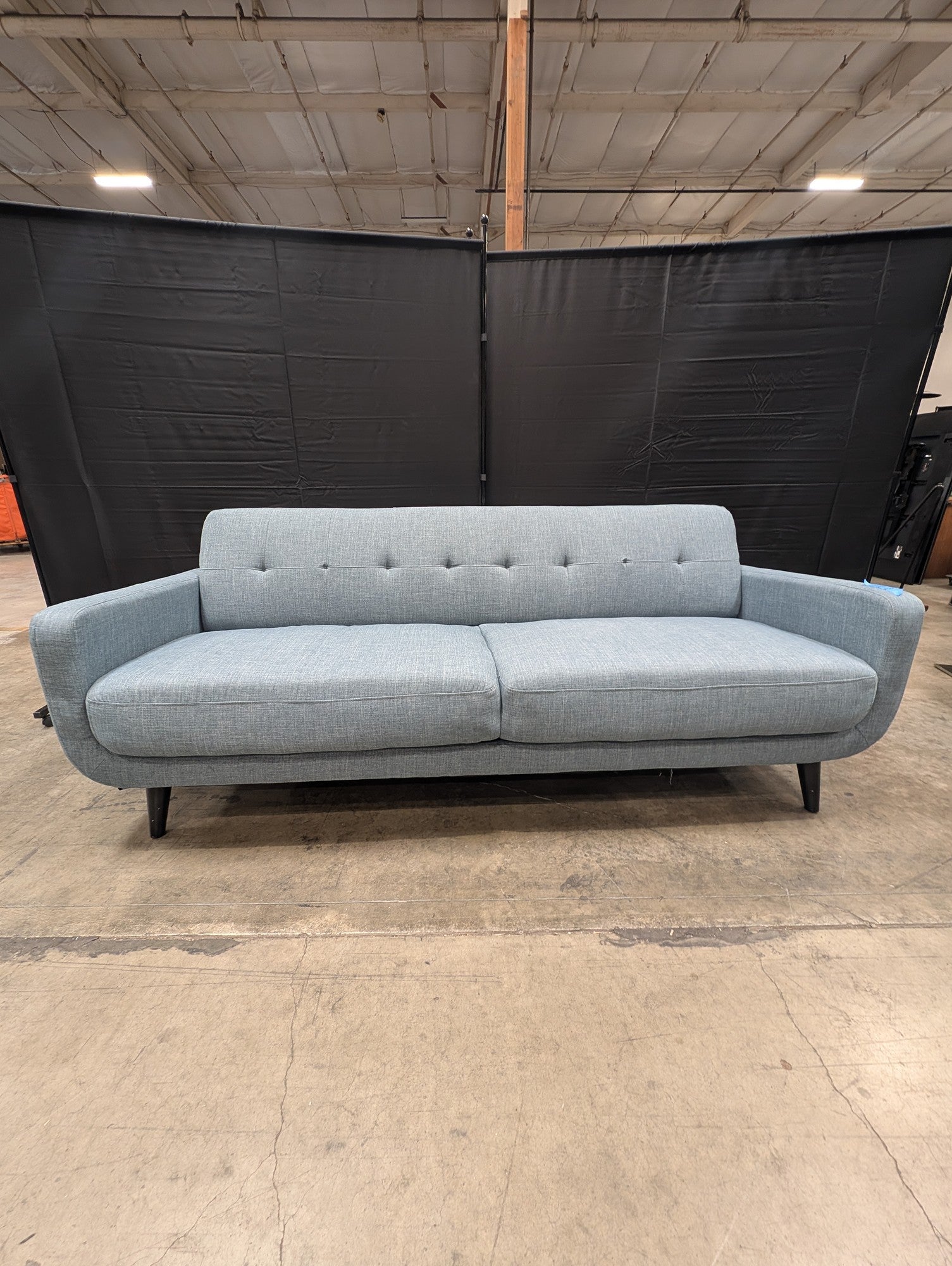 Mid-Century Modern Tufted Fabric Sofa