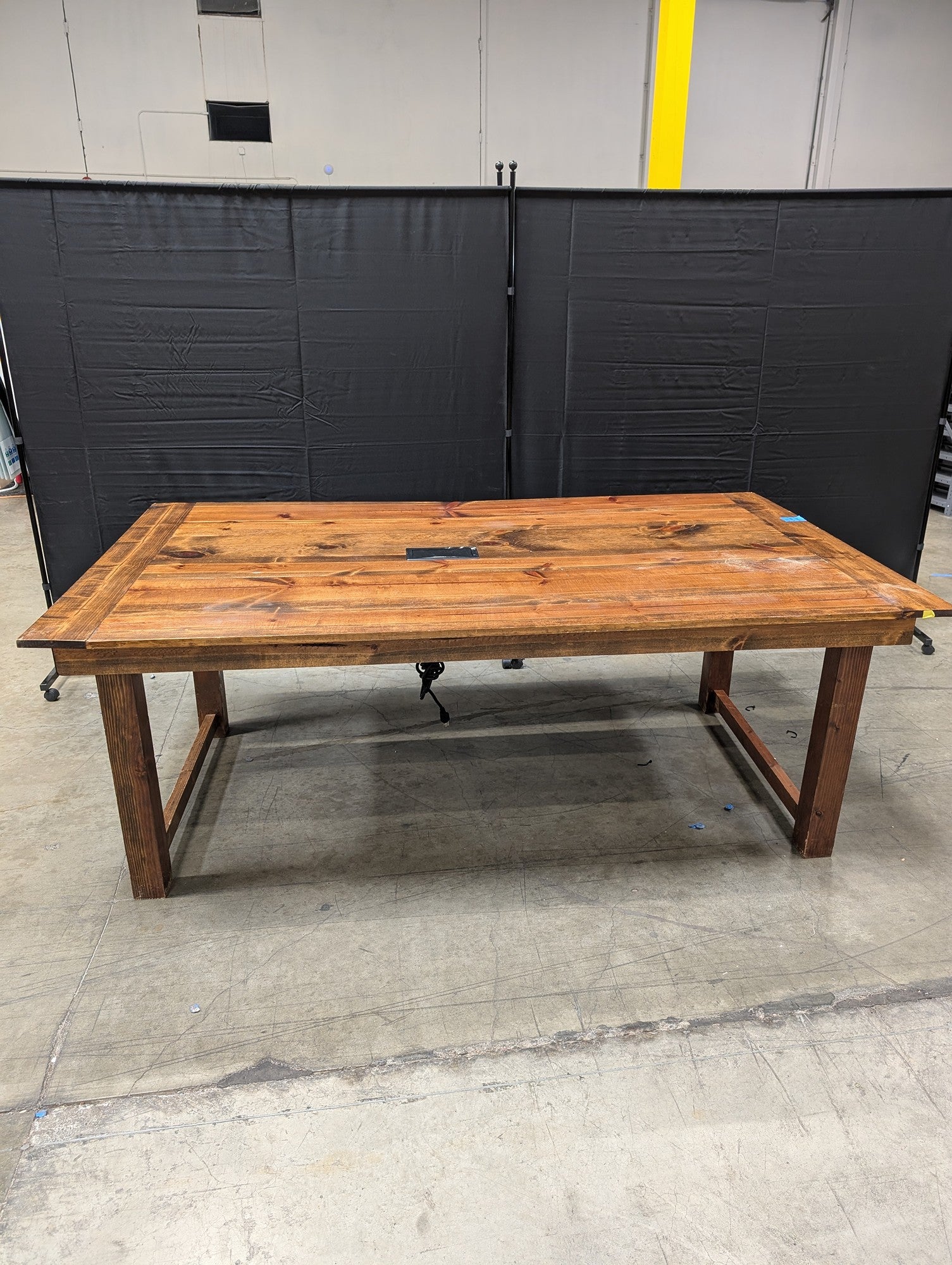 Rustic Wood Conference Table with Integrated Extron Cable Cubby