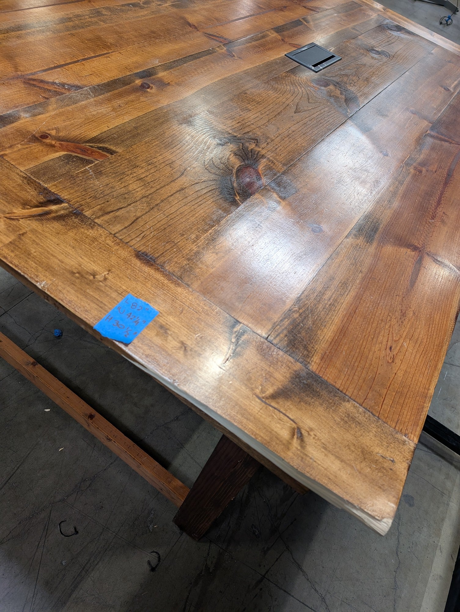 Rustic Wood Conference Table with Integrated Extron Cable Cubby
