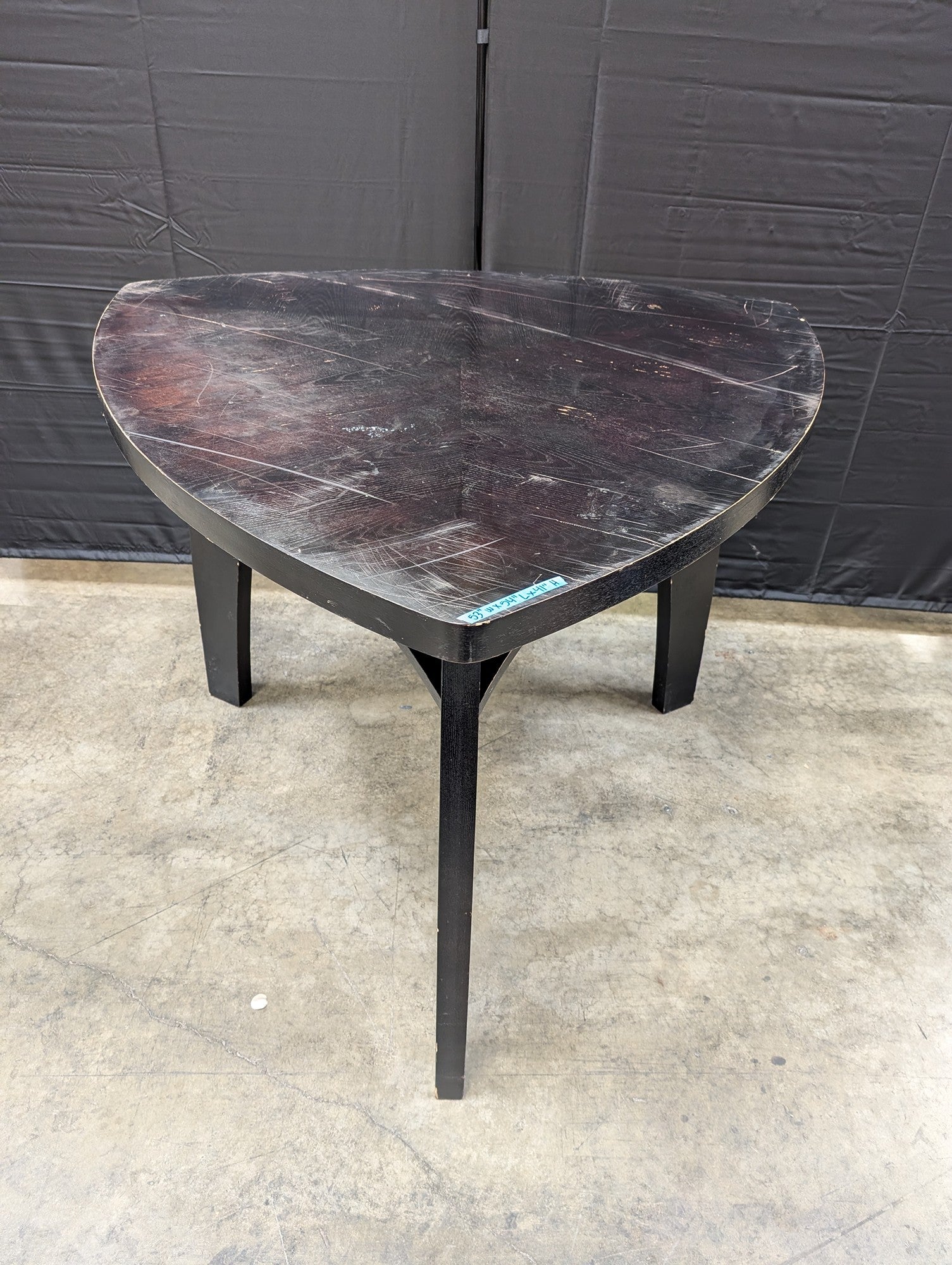 Modern Dark Wood Triangular Coffee Table