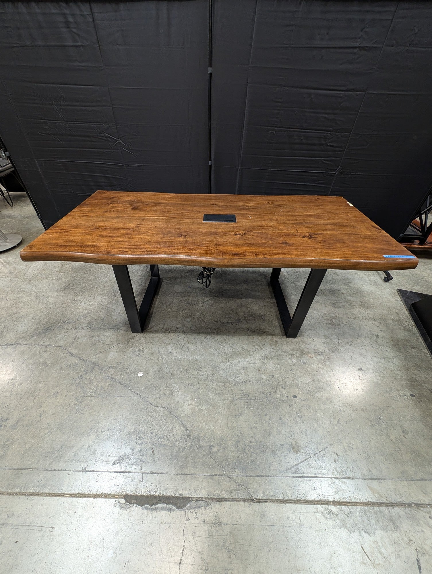 Rustic Live Edge Wood Desk with Industrial Black Metal V-Legs