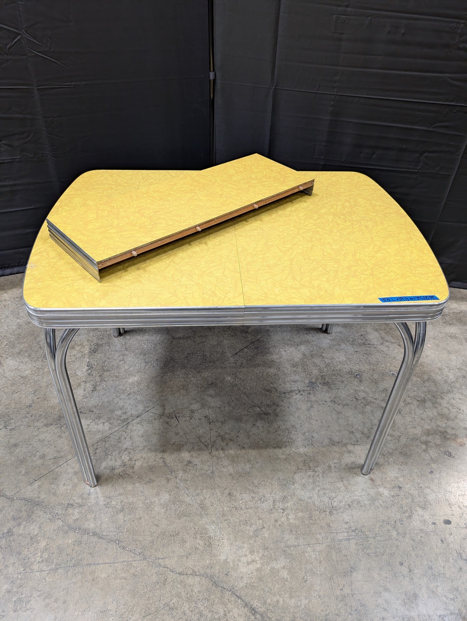 Vintage Mid-Century Yellow Laminate Extendable Kitchen Table with Chrome Legs