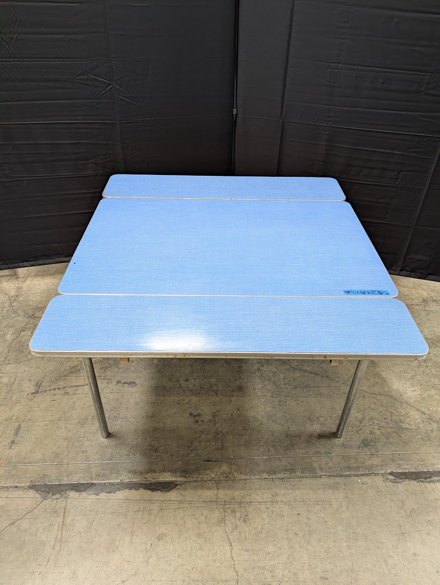 Retro Blue Laminated Extendable Folding Utility Table - Portable Design