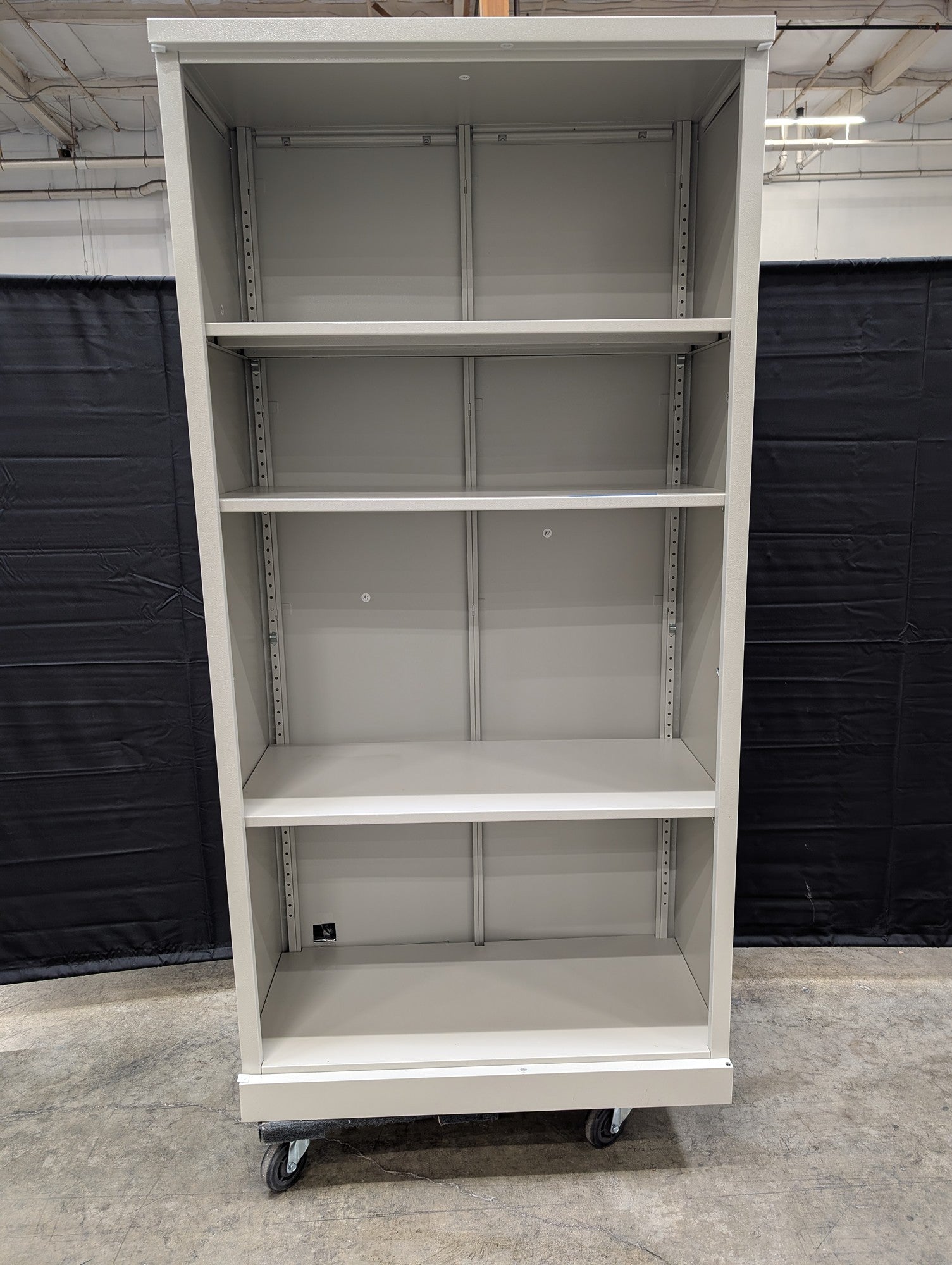 Versatile Grey Metal Storage Shelf on Casters