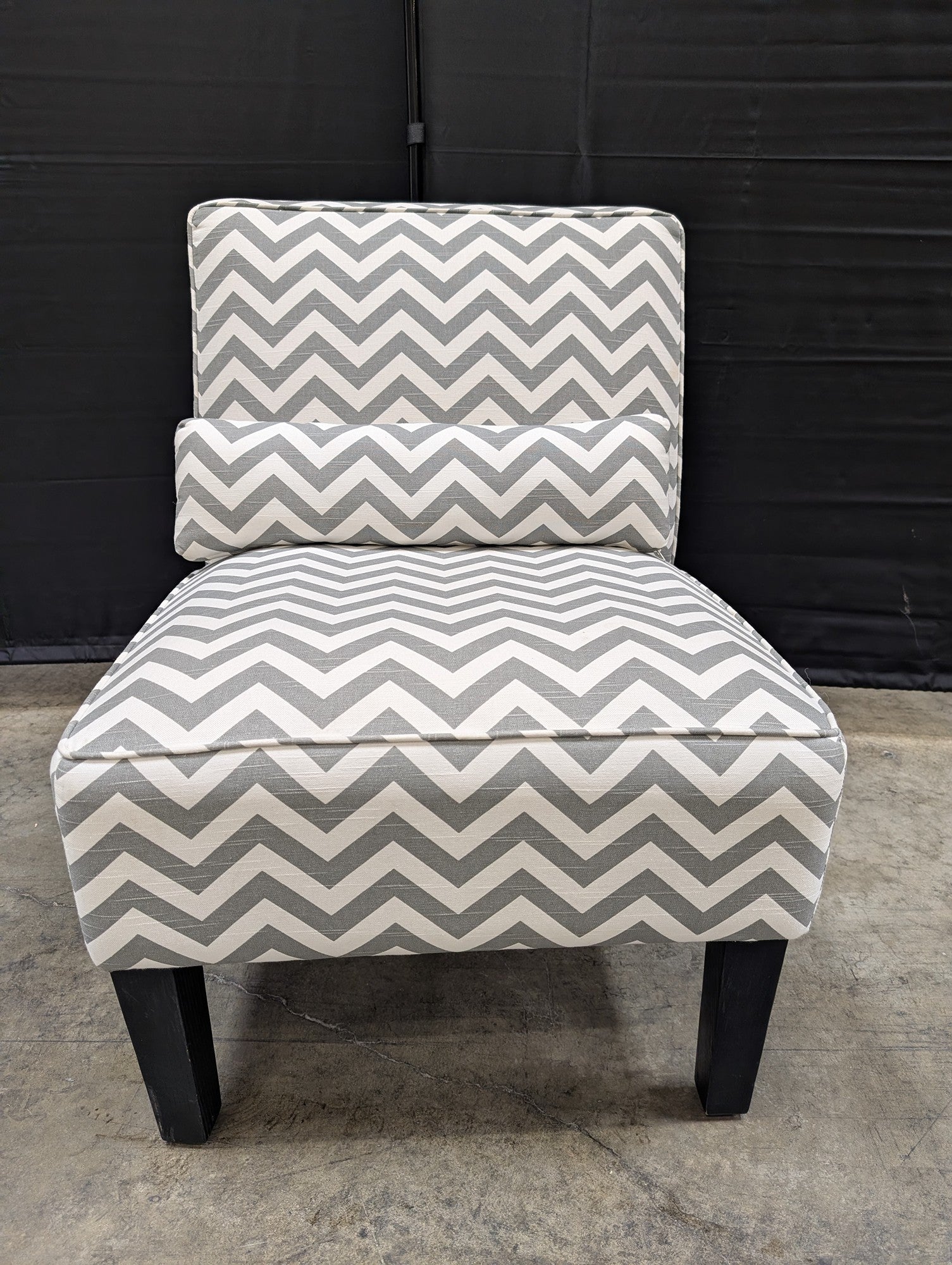 Chevron Pattern Upholstered Accent Chair with Bolster Pillow