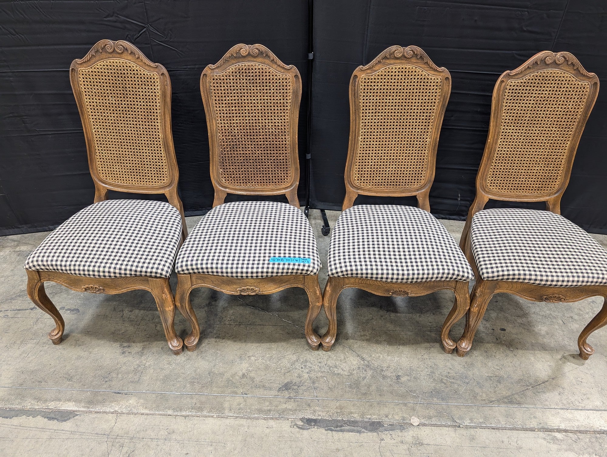 Set of Four Vintage French Provincial Cane Back Dining Chairs
