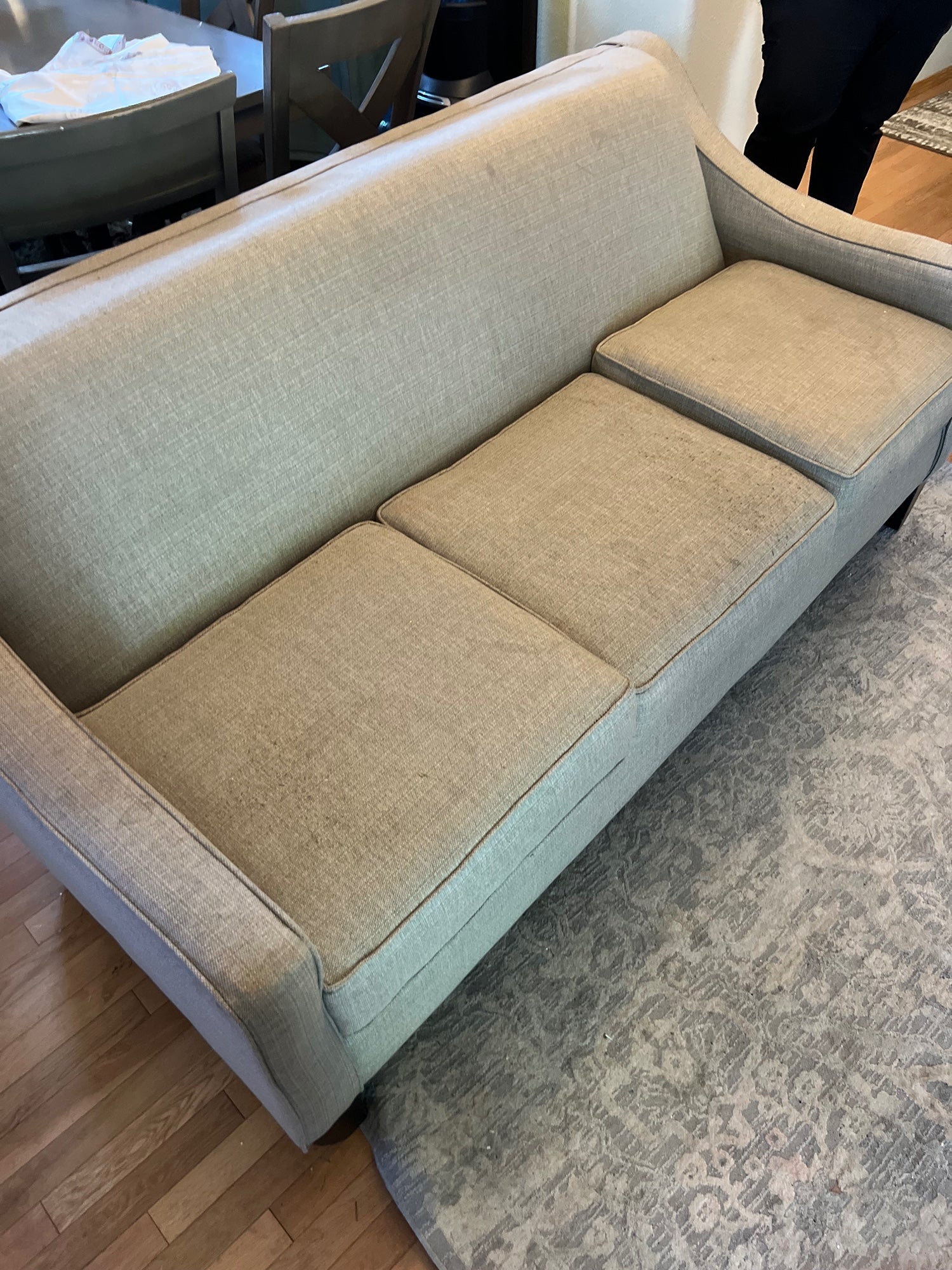 Used Neutral Fabric Three-Seater Sofa