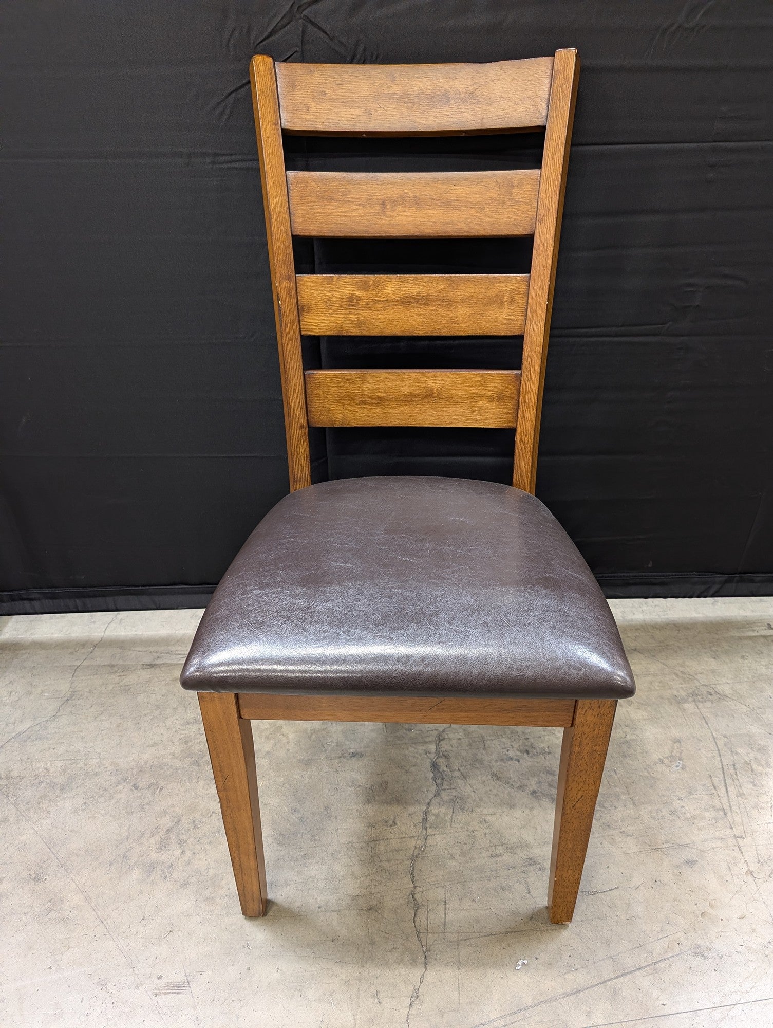 Sturdy Wood Ladder Back Dining Chair with Dark Brown Upholstered Seat