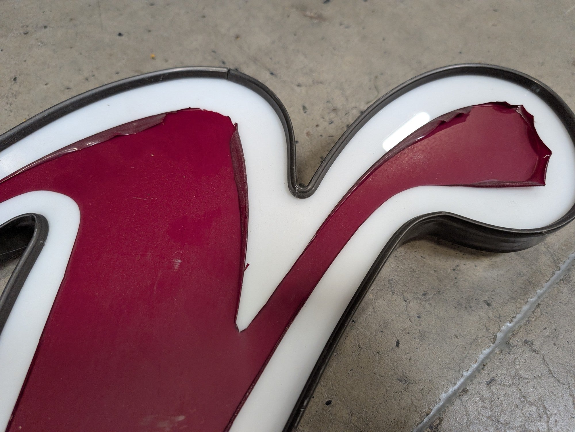 Vintage Industrial Red and White R sign