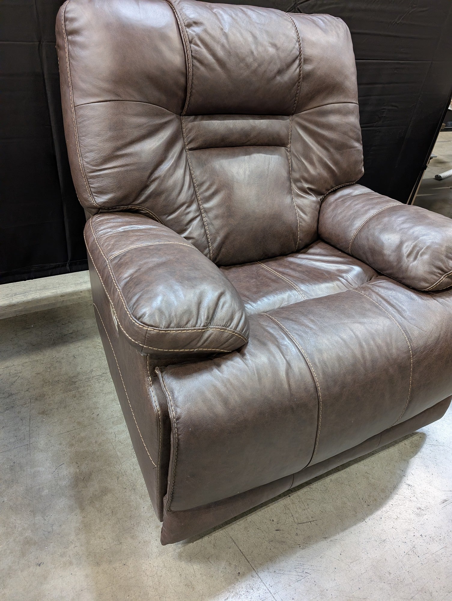 Brown Faux Leather Power Recliner Chair with USB Port