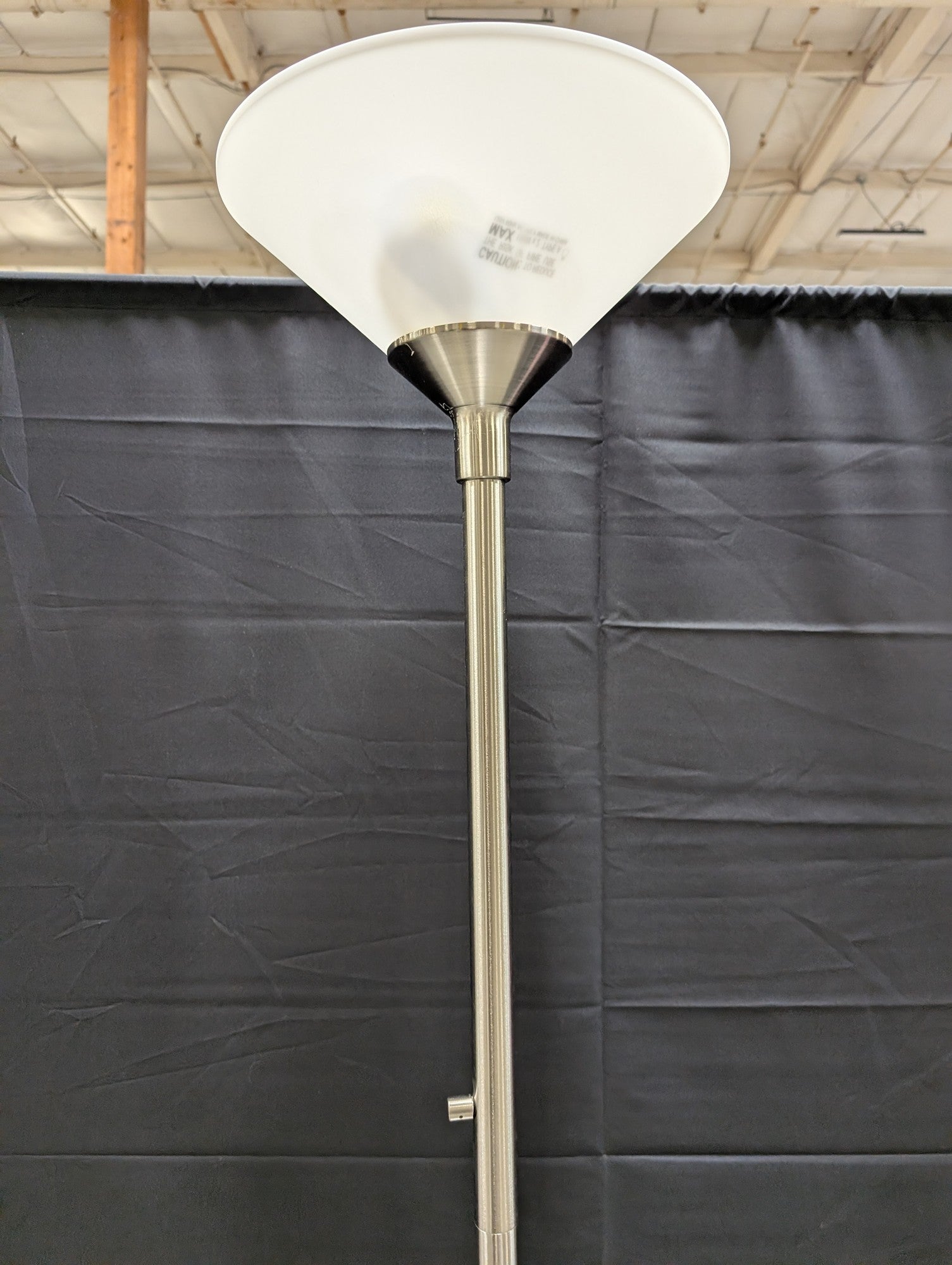Modern Brushed Nickel Torchiere Floor Lamp with Frosted Plastic Shade