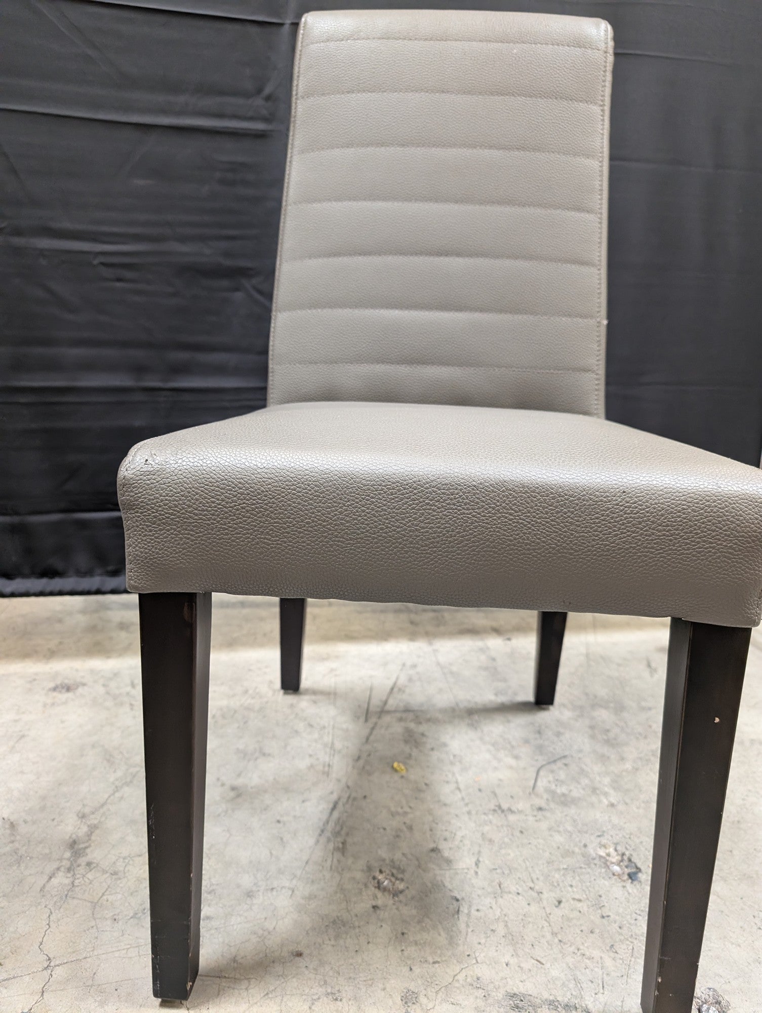Contemporary Grey Faux Leather Dining Side Chair with Ribbed Back