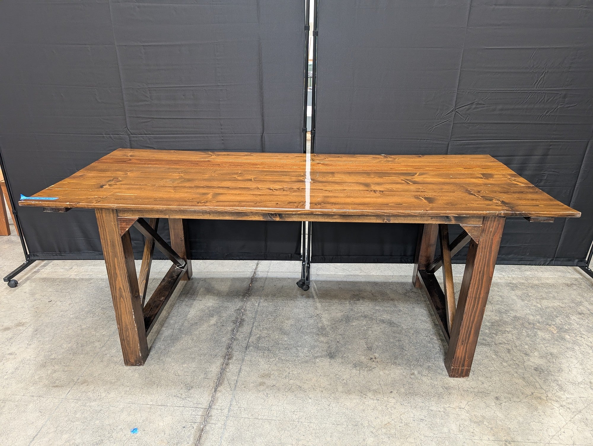 Rustic Plank Top Stained Wood Table