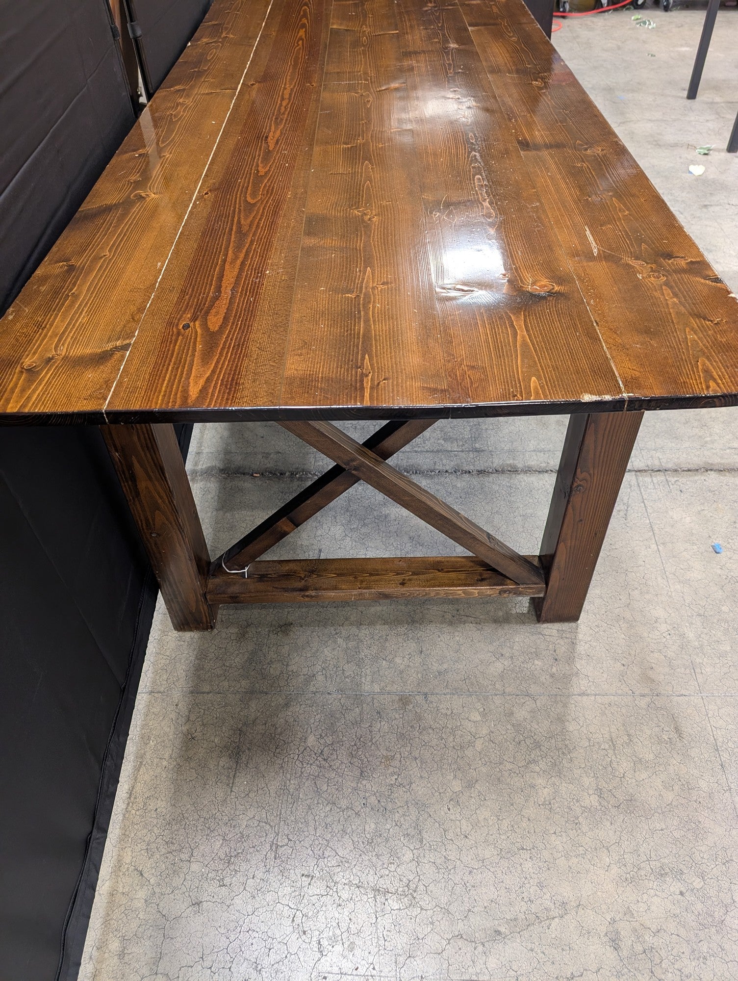 Rustic Plank Top Stained Wood Table