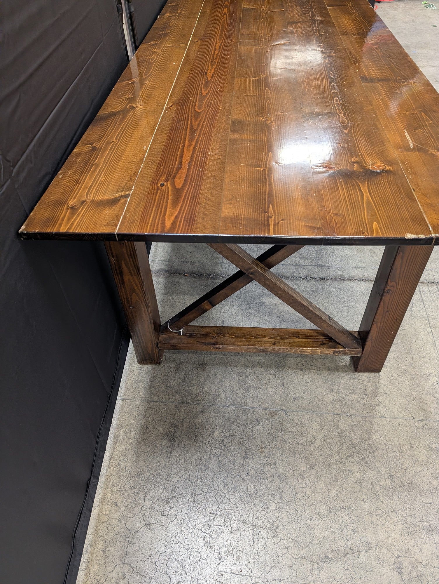 Rustic Plank Top Stained Wood Table