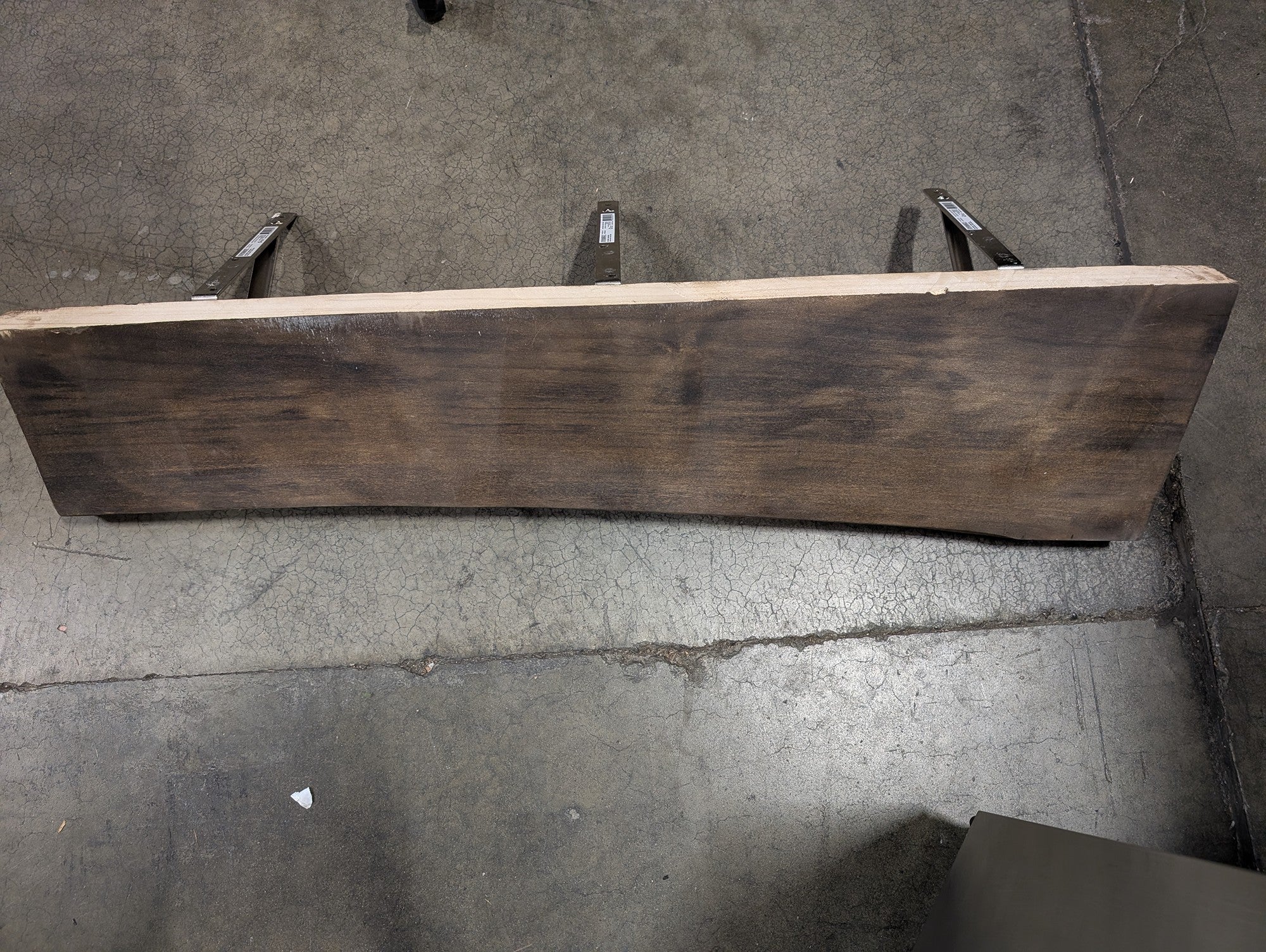 Rustic Wood Wall Shelf with Metal Brackets