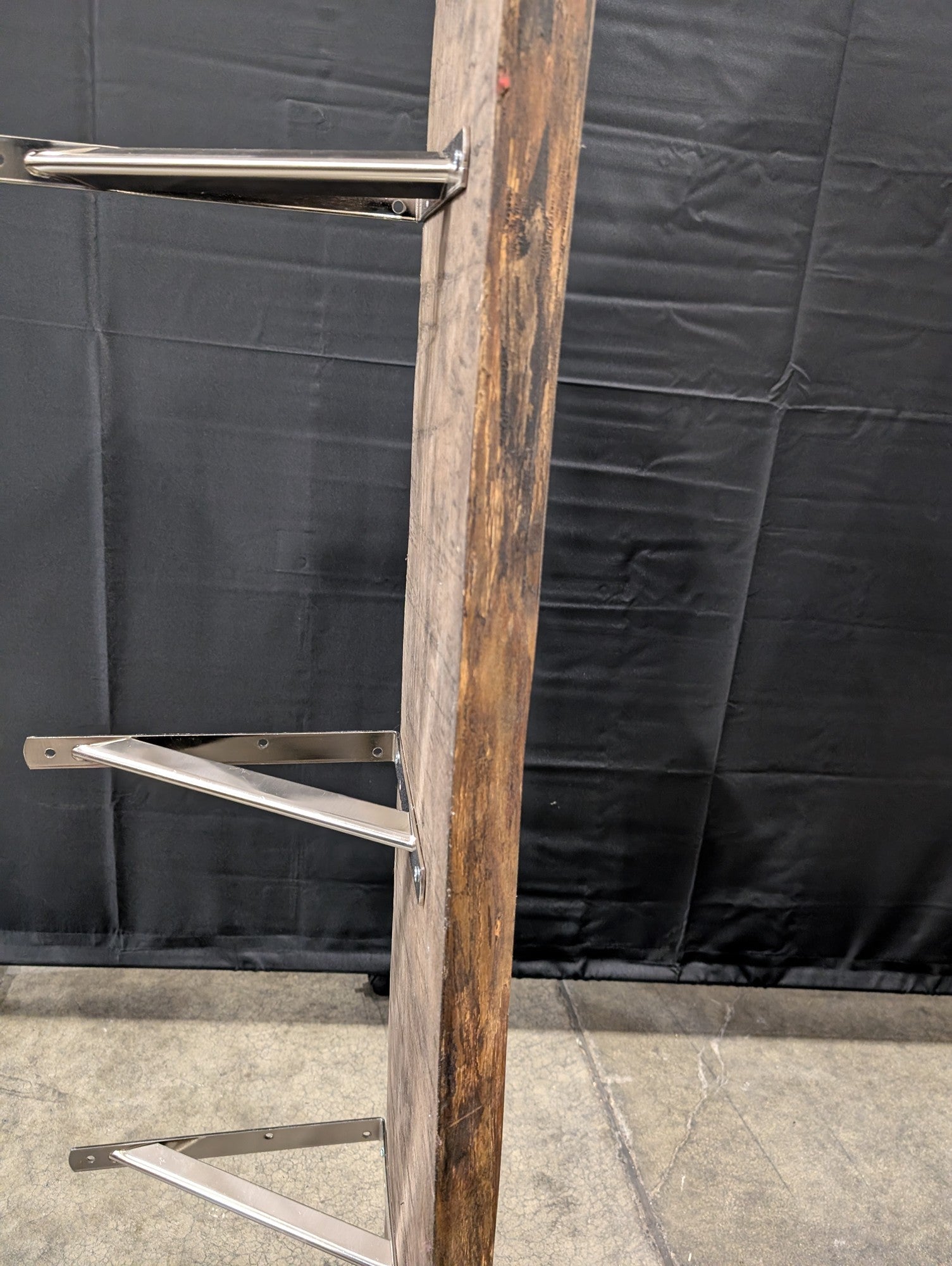Rustic Wood Wall Shelf with Metal Brackets