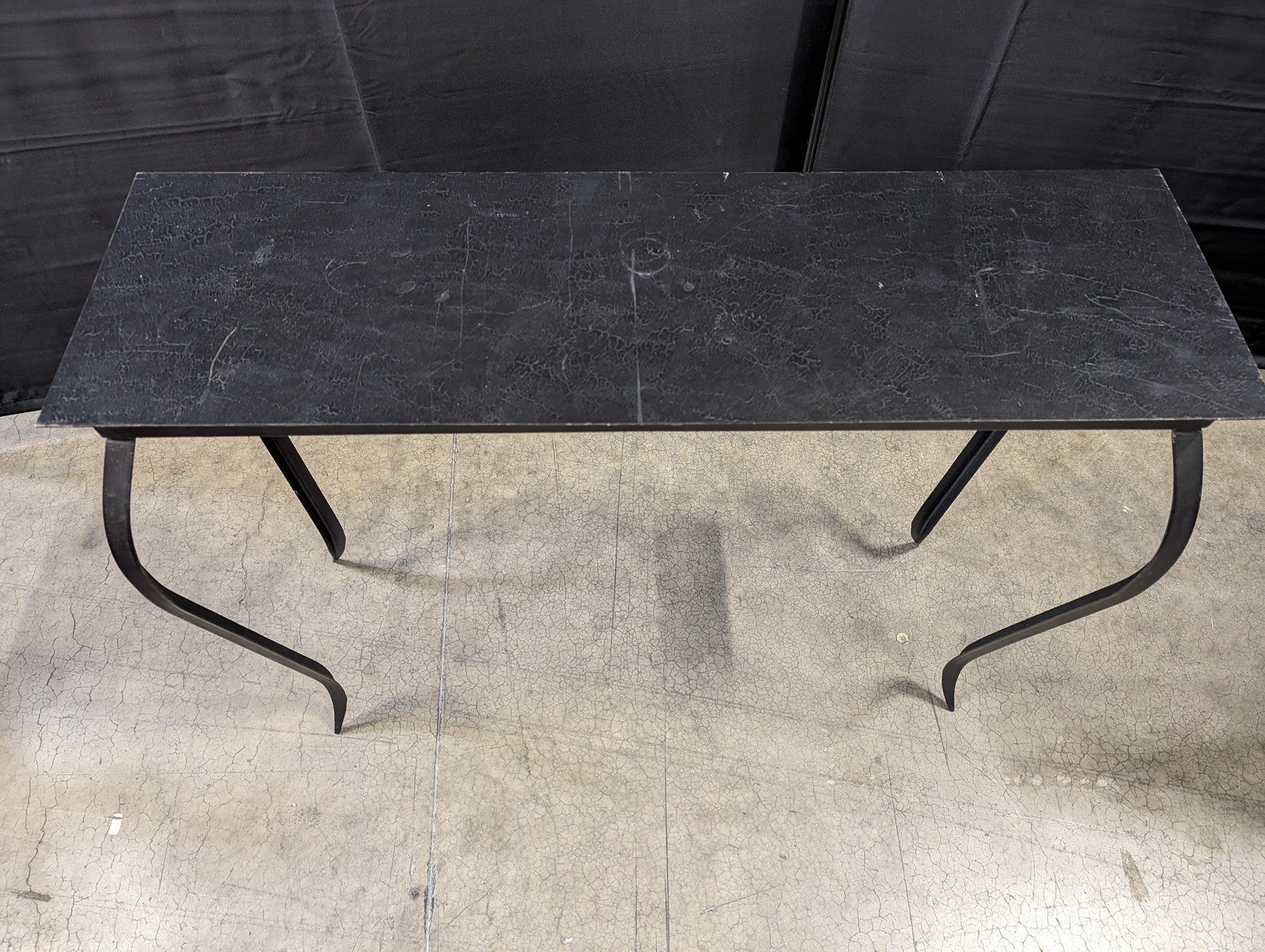 Industrial Style Black Metal Console Table with Textured Top