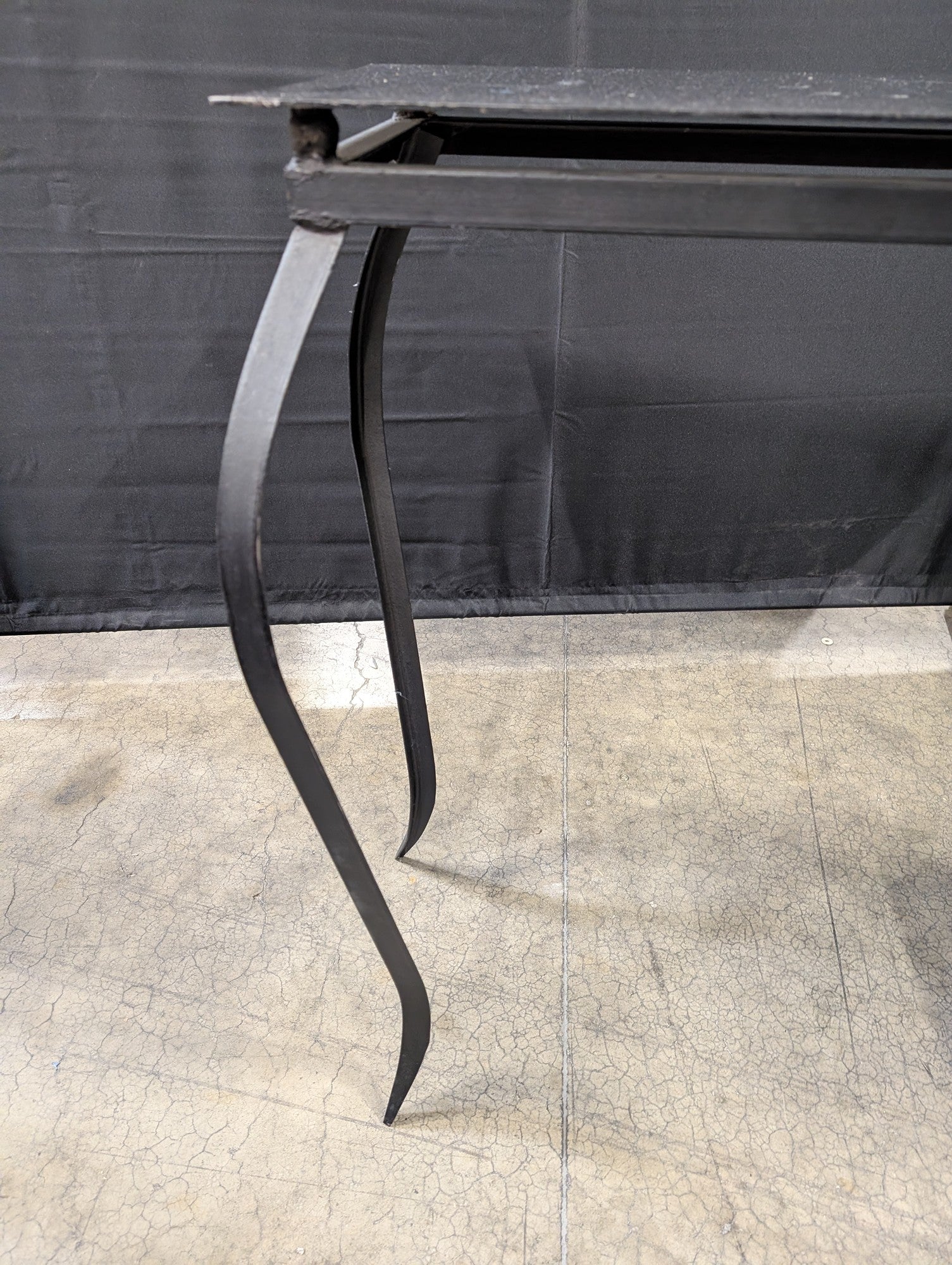 Industrial Style Black Metal Console Table with Textured Top