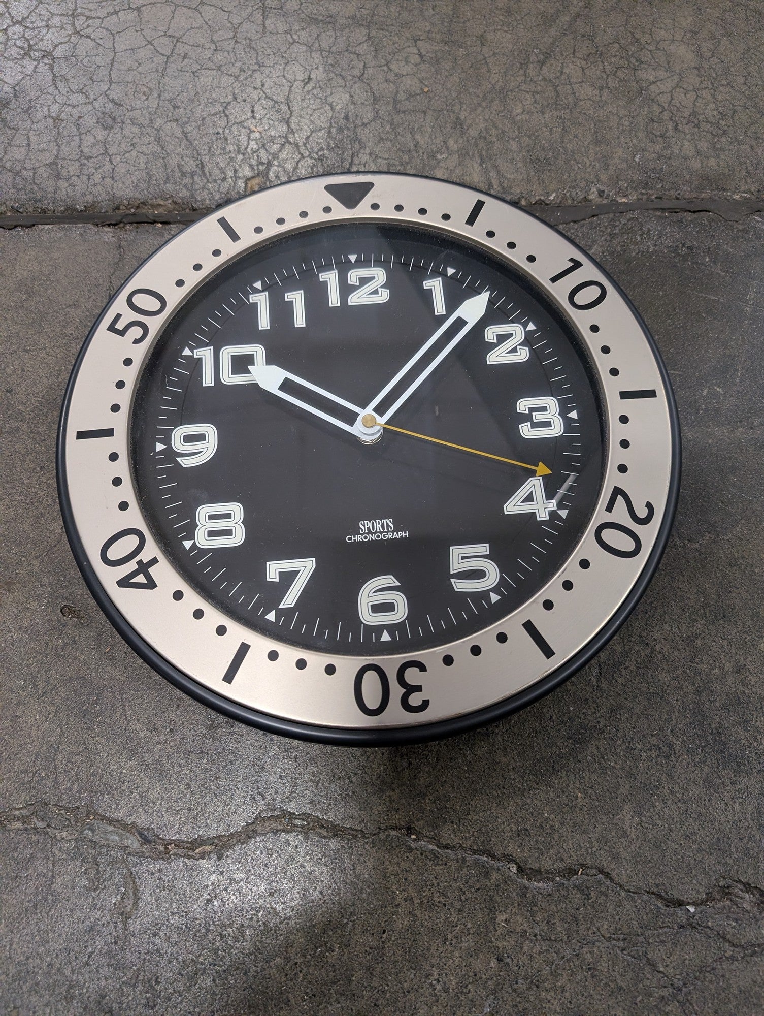 Round Black Wall Clock with Diver-Style Bezel