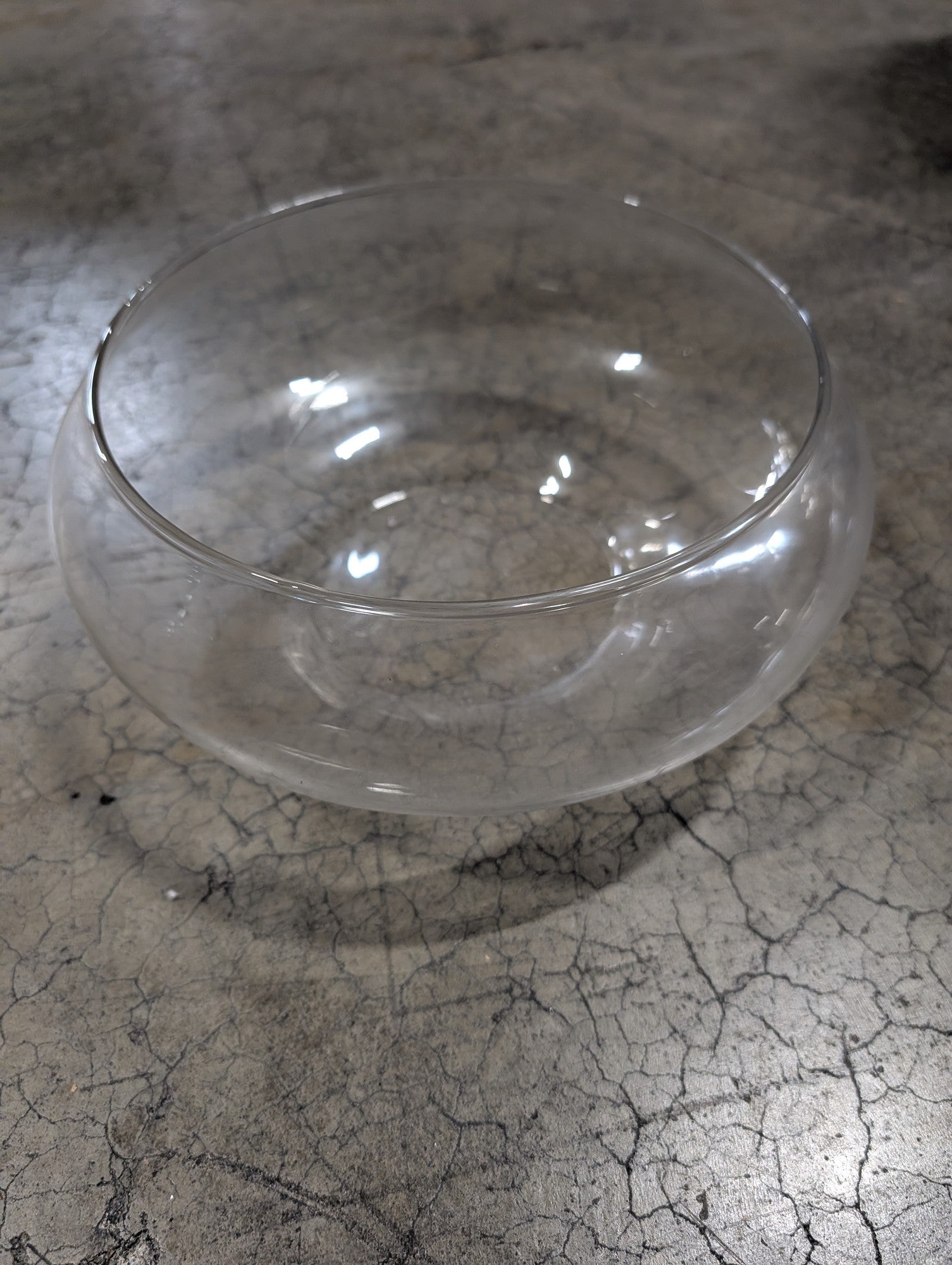 Clear Glass Wide Mouth Spherical Bowl