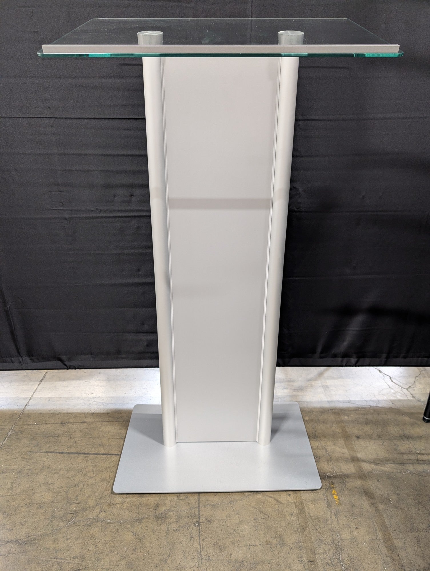 Modern Glass Top Metal Pedestal Podium Display Stand