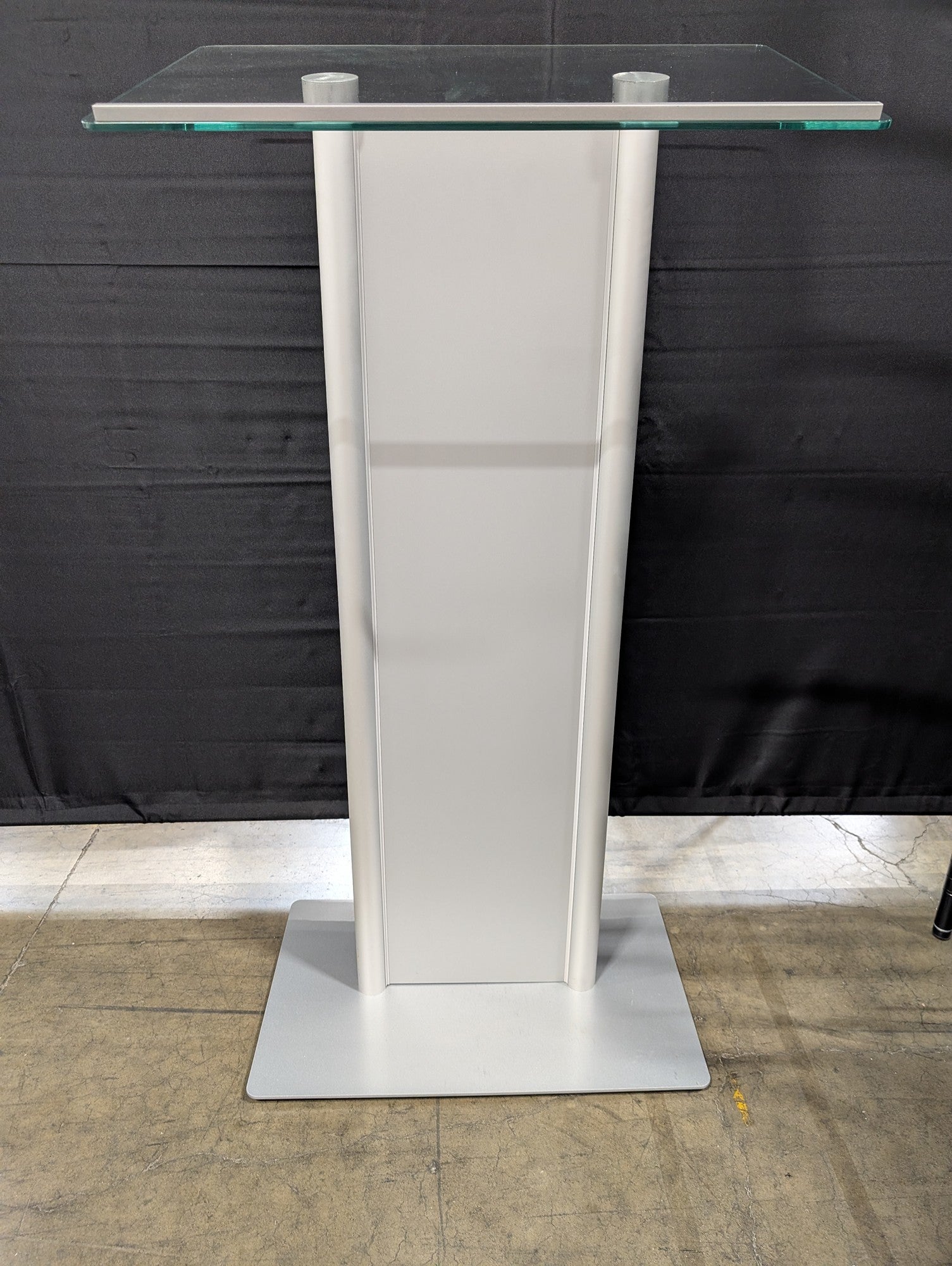 Modern Glass Top Metal Pedestal Podium Display Stand