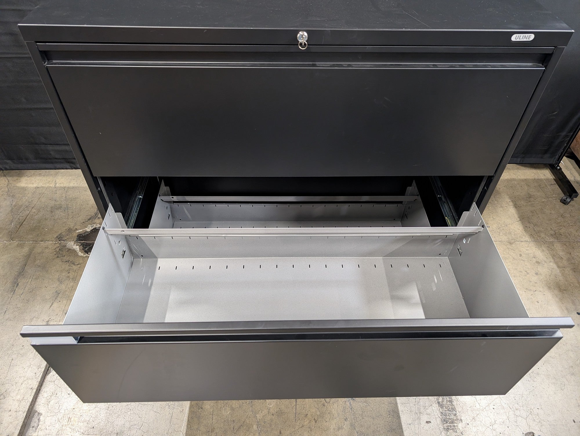 ULINE Black 3-Drawer Sturdy Lateral Filing Cabinet with Lock