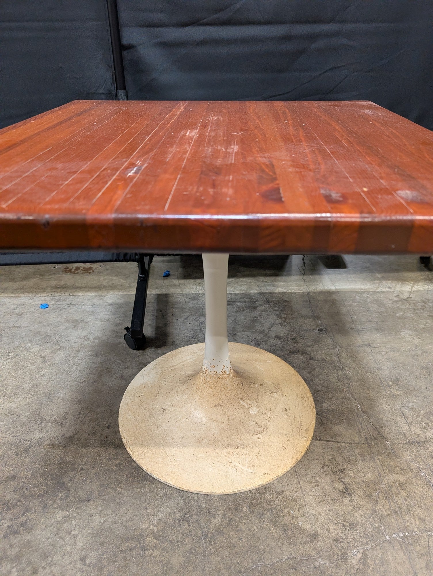 Used *Retro Square Wood Top Pedestal Table