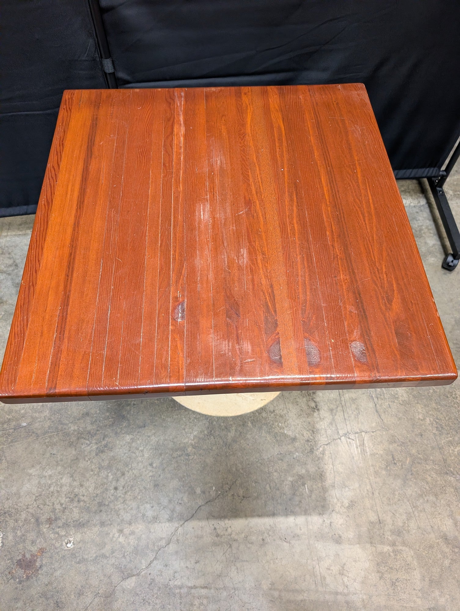 Used *Retro Square Wood Top Pedestal Table