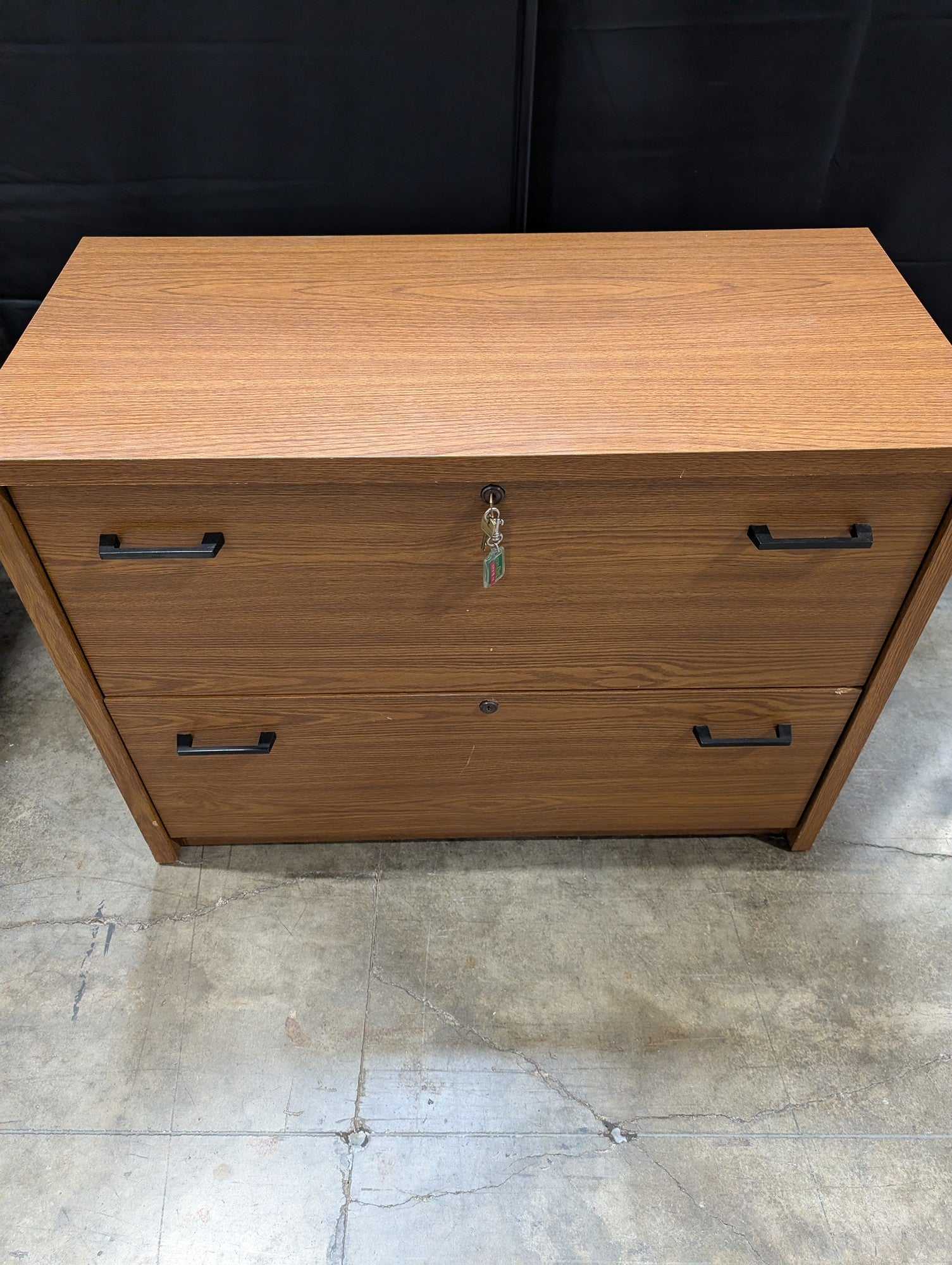Functional Two-Drawer Wood Grain Filing Cabinet with Lock