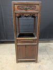 Rustic Asian Hardwood Display Stand with Drawer and Cabinet