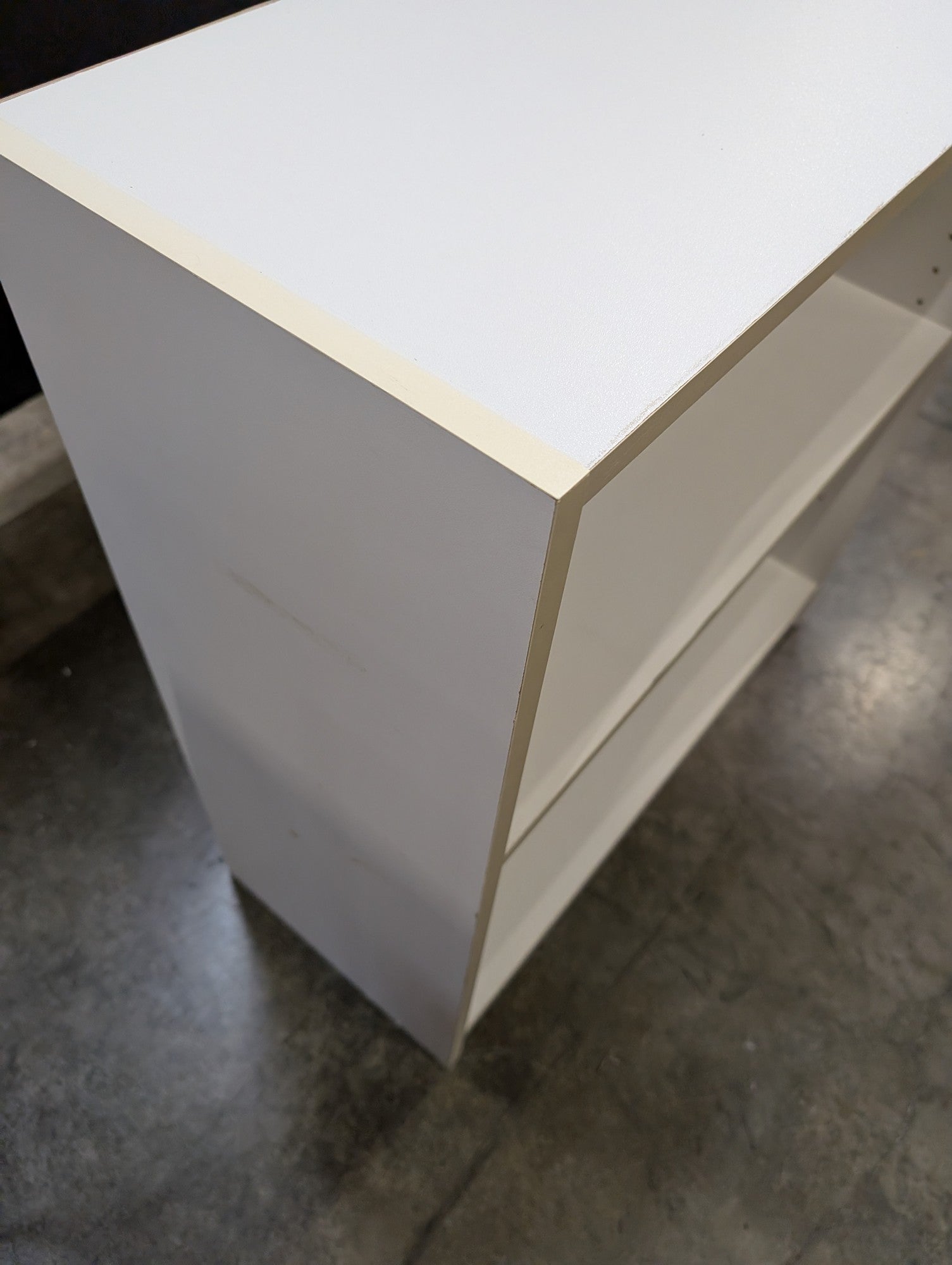 Versatile White Laminate Three-Shelf Storage Unit